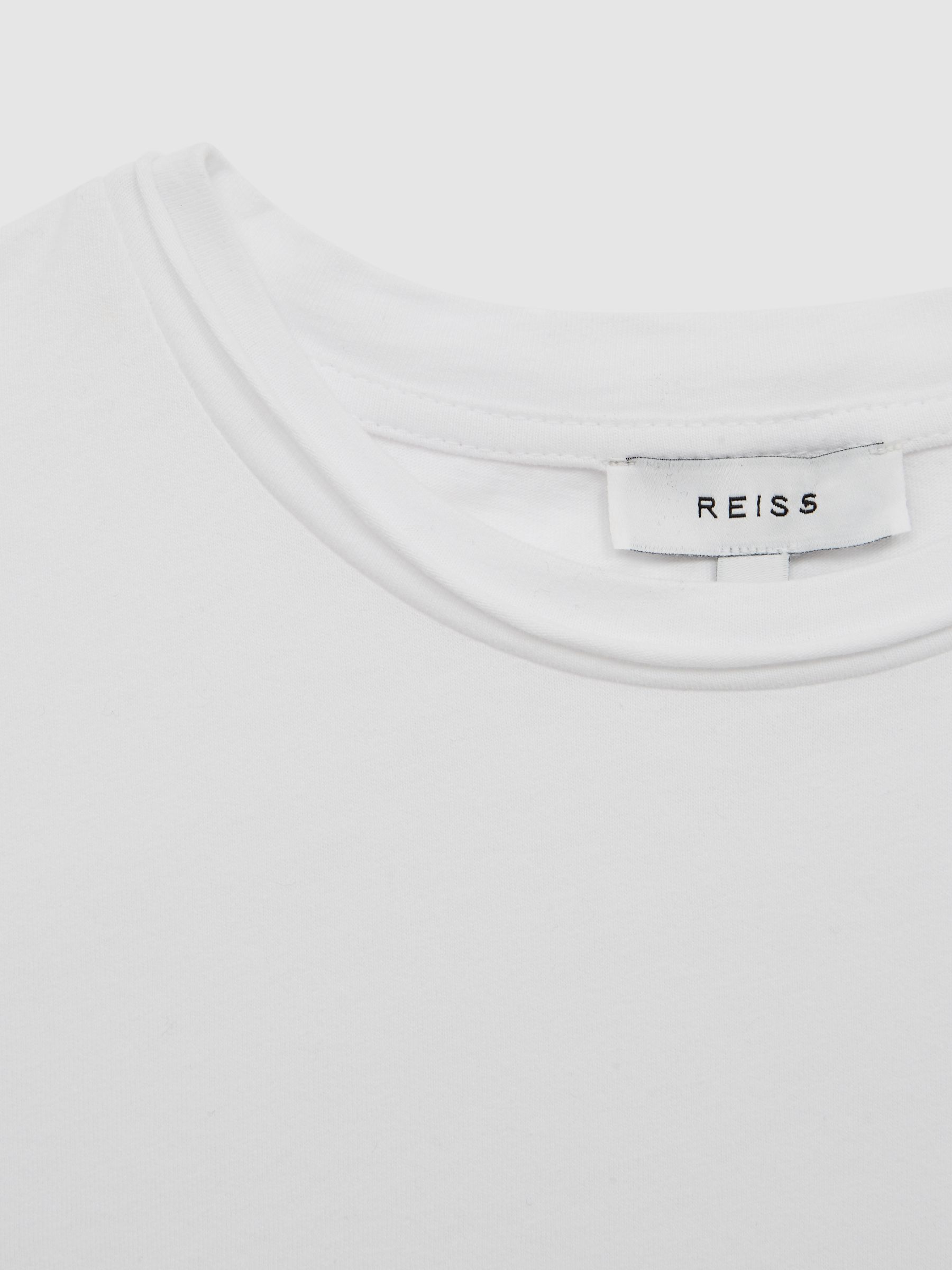 4-9 yrs Cotton Crew Neck Cropped T-Shirt in White - Image 6 of 6