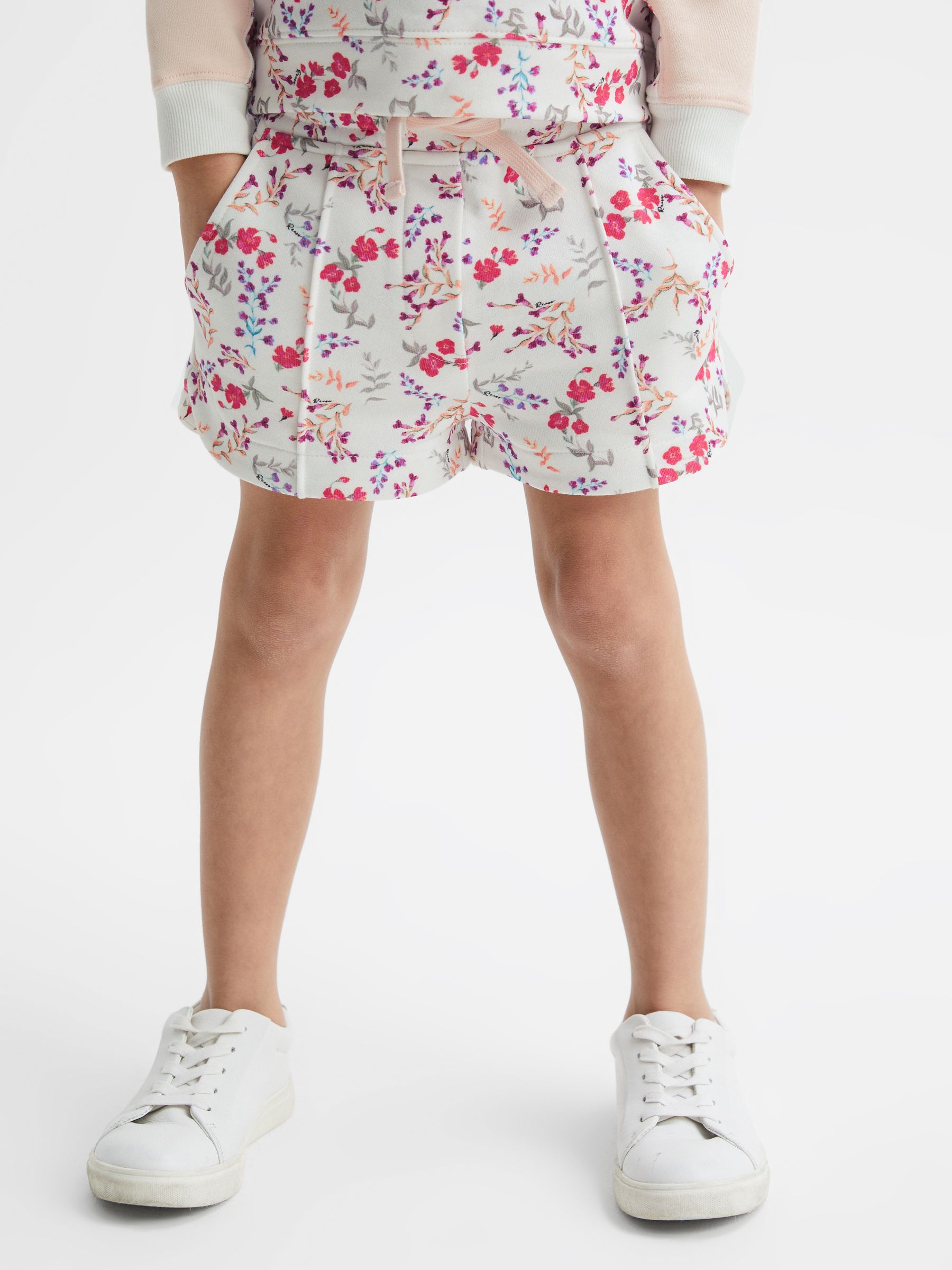 9-12 yrs Relaxed Floral Printed Shorts in Pink Print - Image 3 of 6