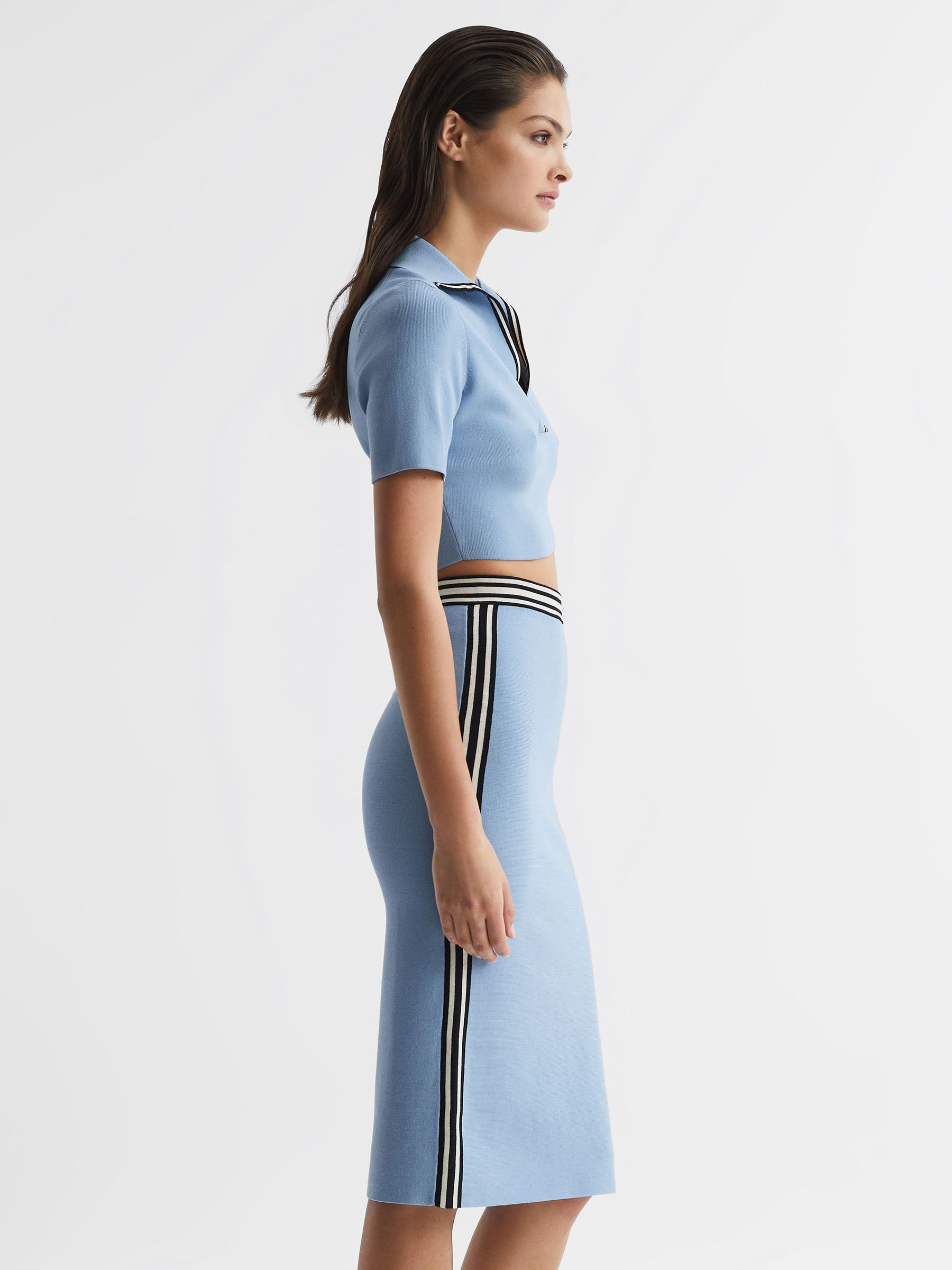 High Rise Pencil Skirt Co-Ord in Blue - Image 1 of 6