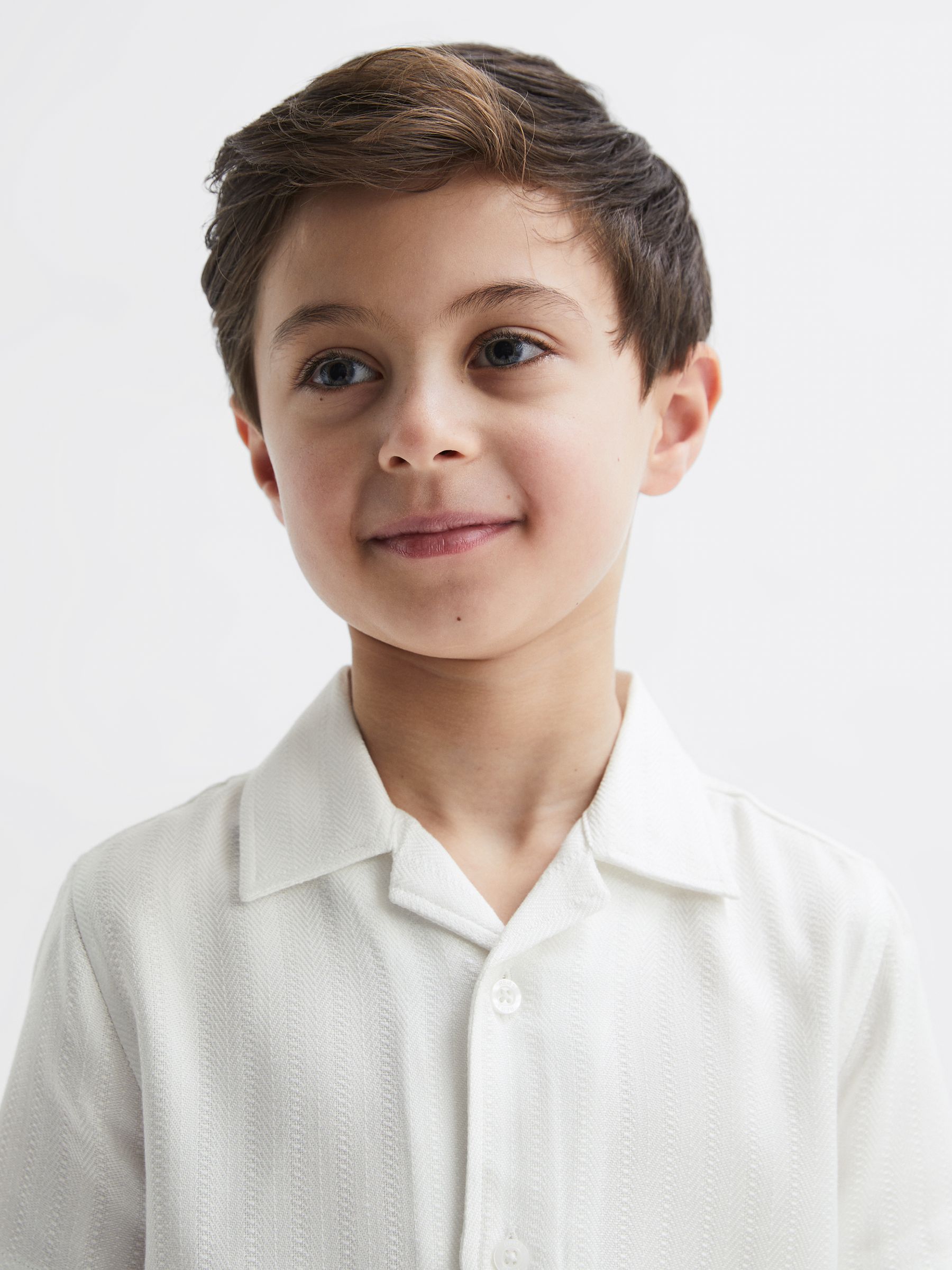 Senior Cuban Collar Ribbed Polo With Linen in Ecru - Image 4 of 7