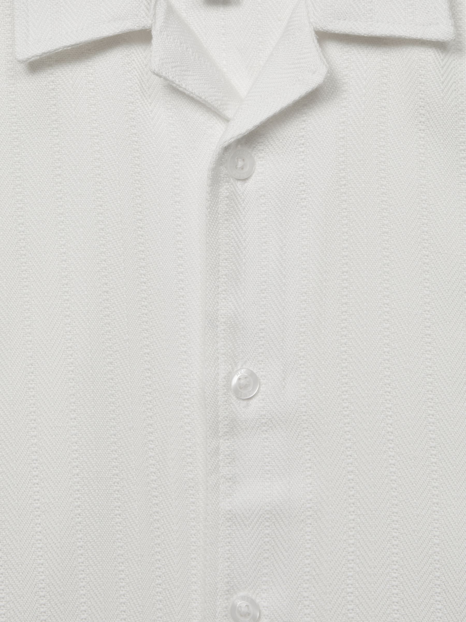 Senior Cuban Collar Ribbed Polo With Linen in Ecru - Image 7 of 7