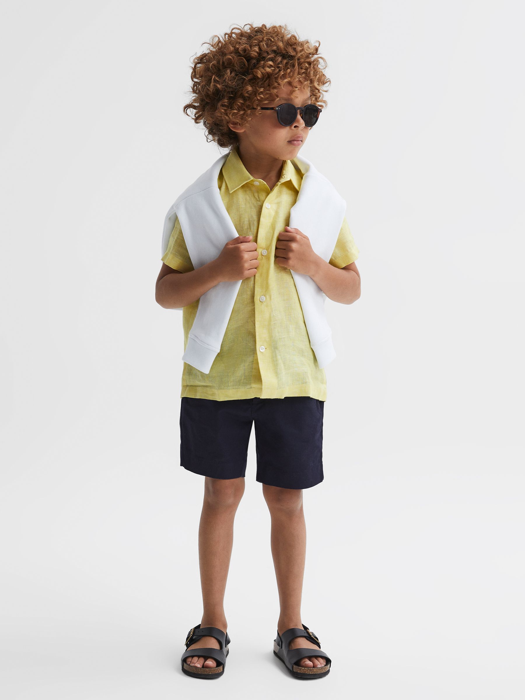 Short Sleeve Linen Shirt in Lemon - Image 3 of 6