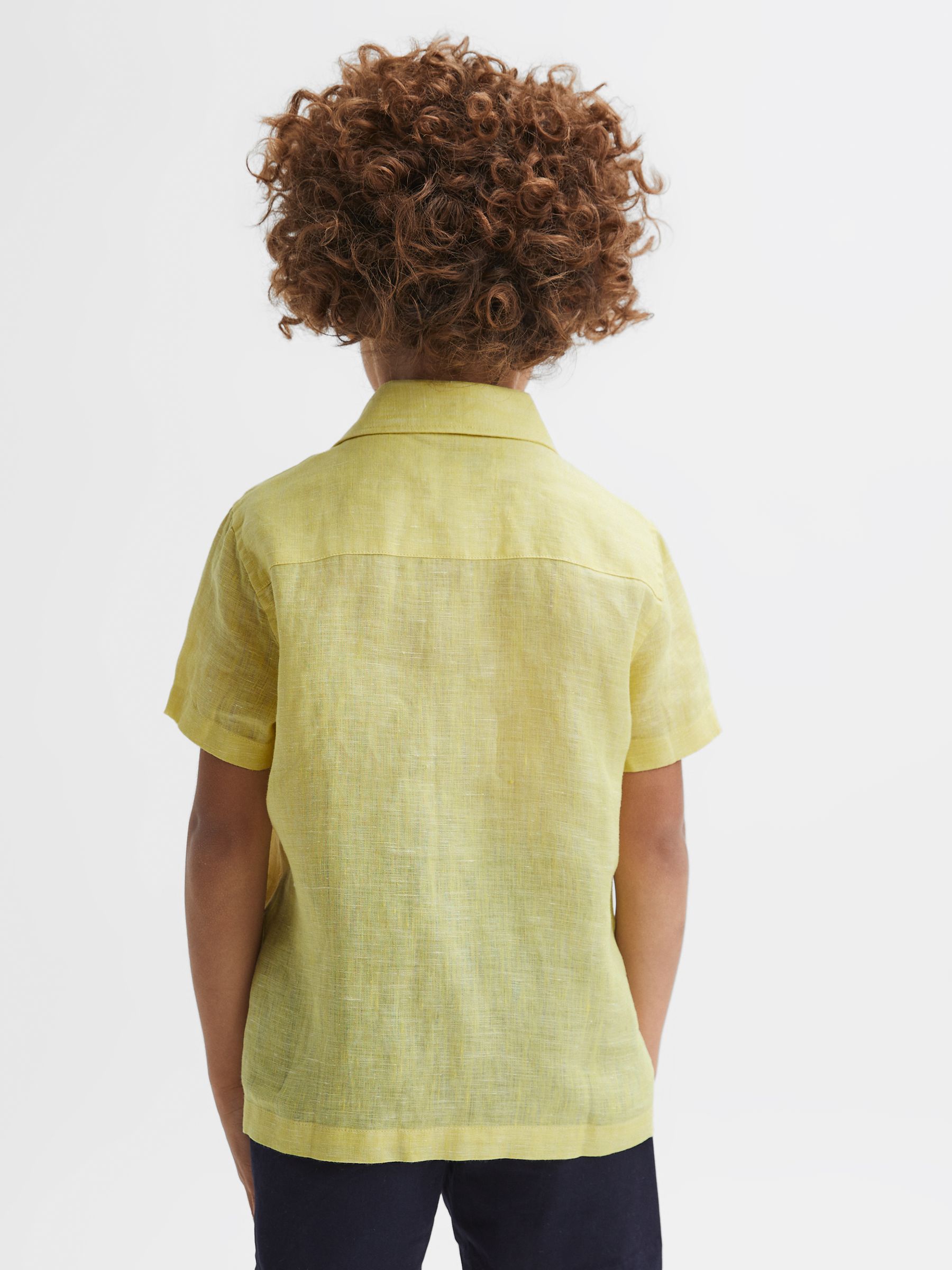 Short Sleeve Linen Shirt in Lemon - Image 5 of 6