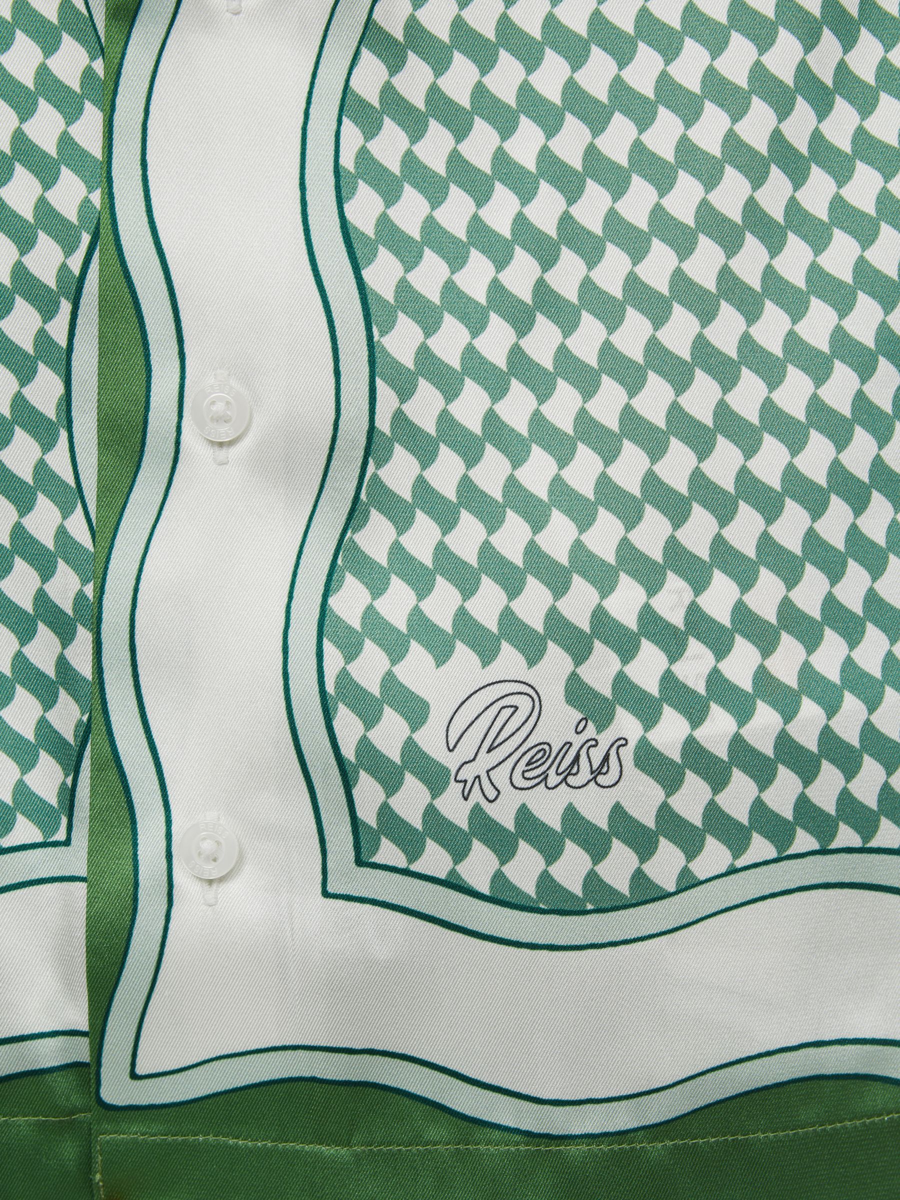9-12 yrs Printed Cuban Collar Short Sleeve Shirt in Green - Image 7 of 7