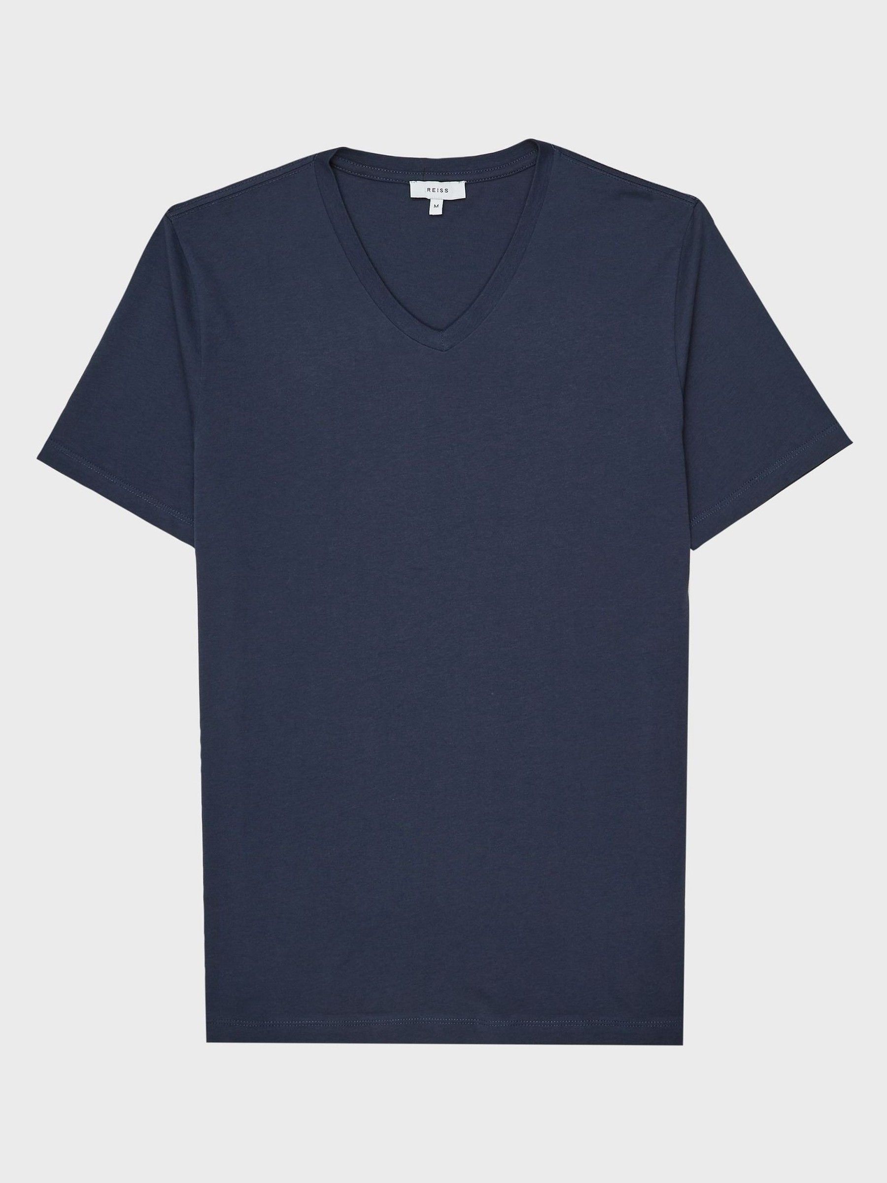 Cotton V-Neck T-Shirt in Airforce Blue - Image 2 of 5
