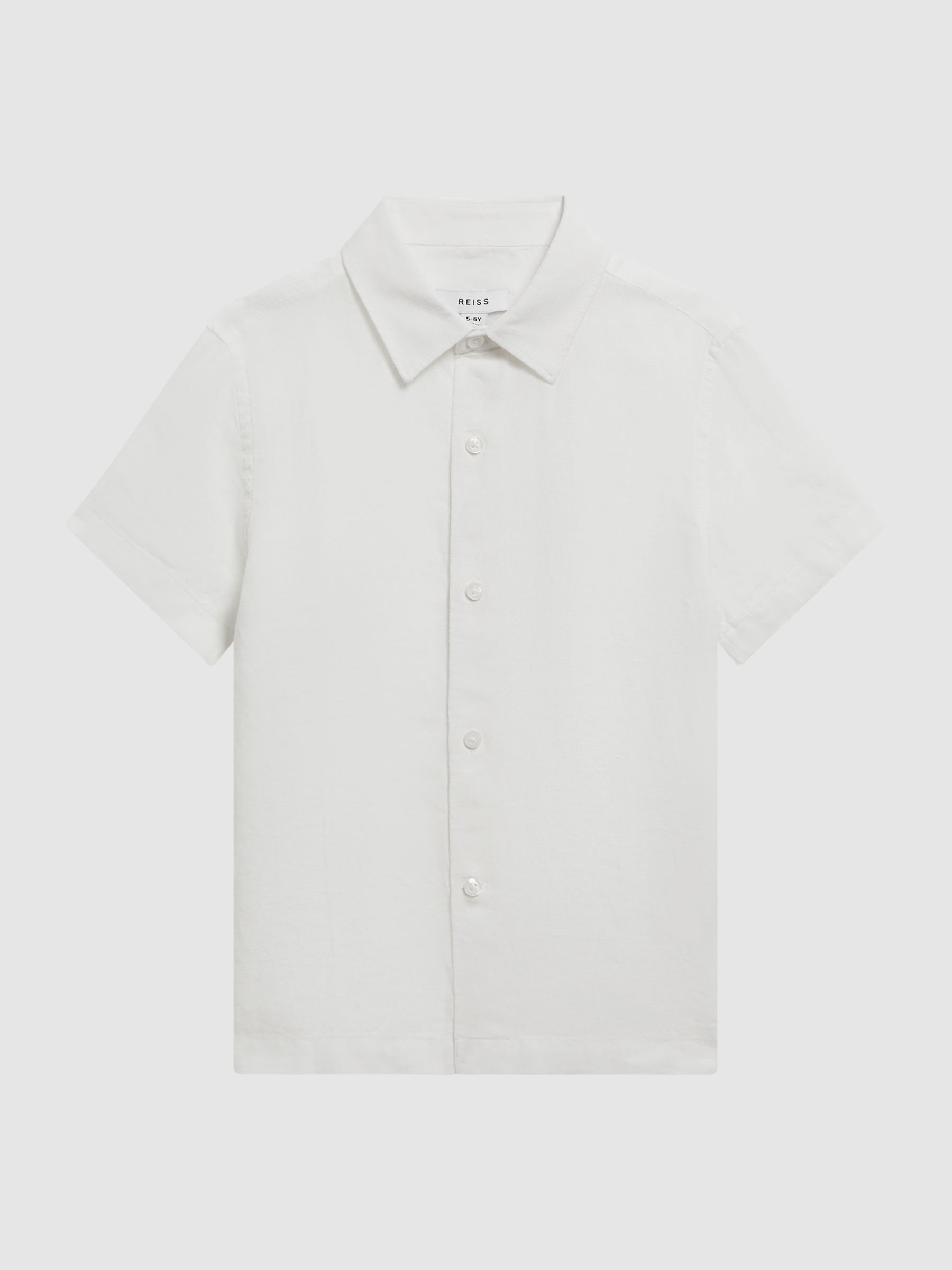 9-13 yrs Short Sleeve Linen Shirt in White - Image 2 of 7