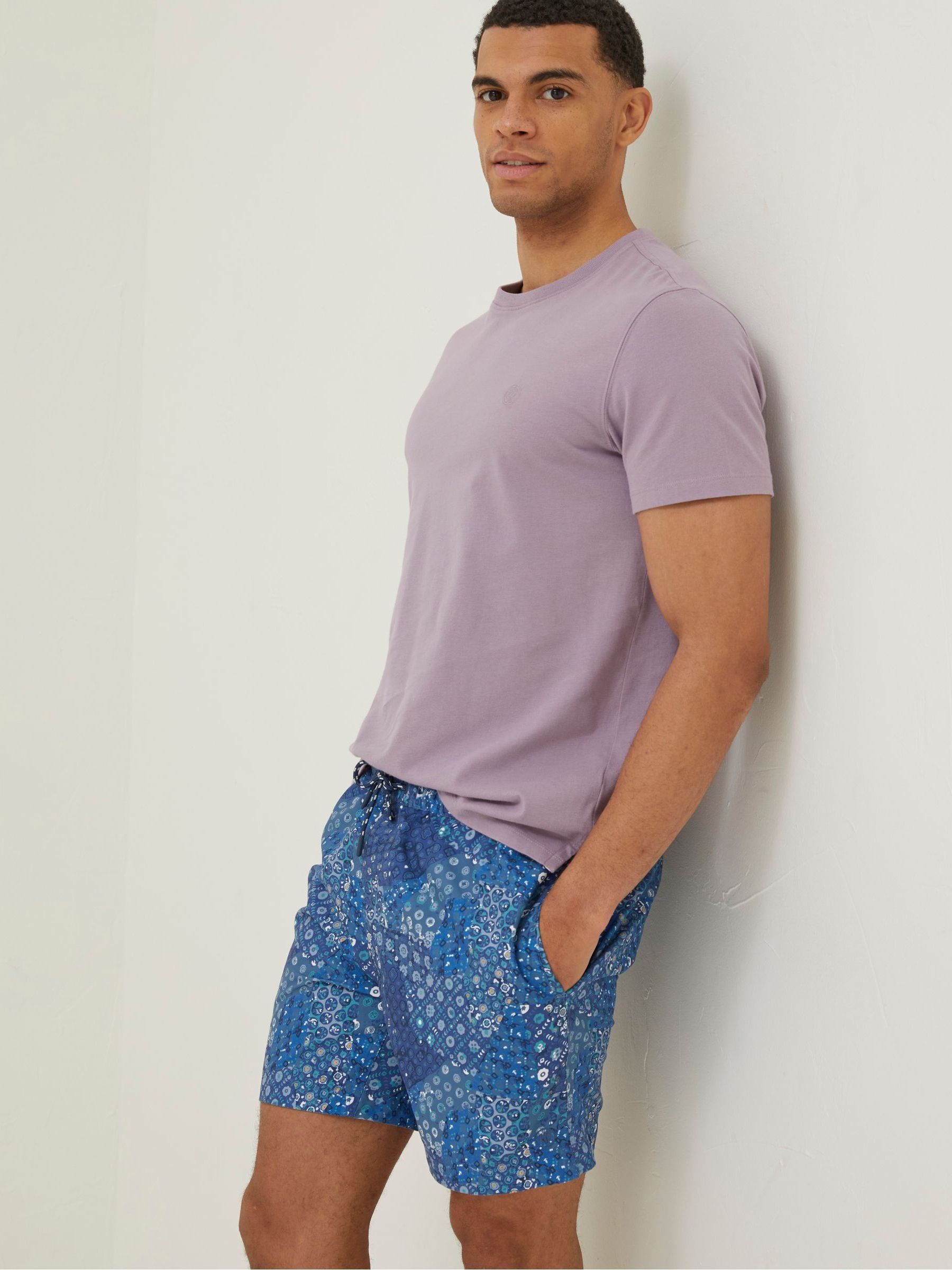 Blue Trevose Patchwork Swim Shorts - Image 1 of 4 Blue Trevose Patchwork Swim Shorts - Image 1 of 4