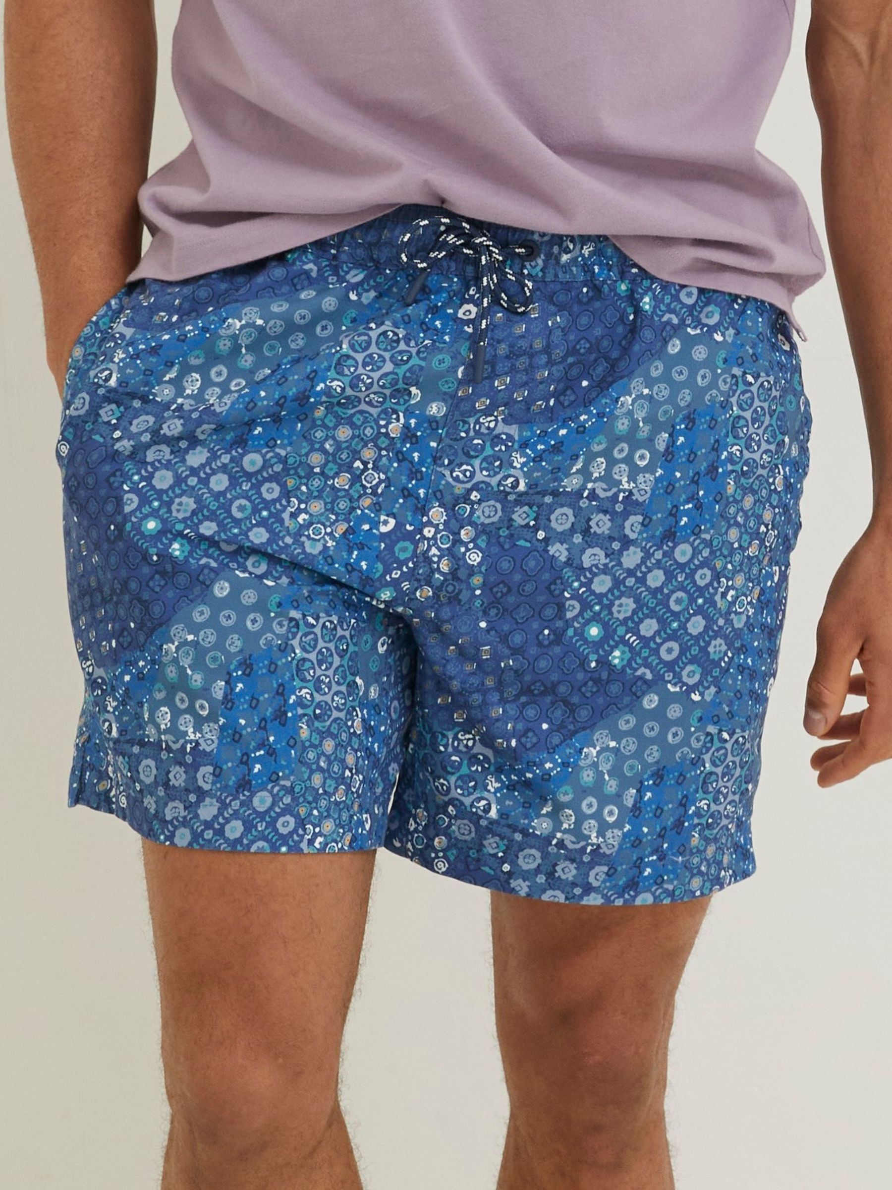 Blue Trevose Patchwork Swim Shorts - Image 3 of 4