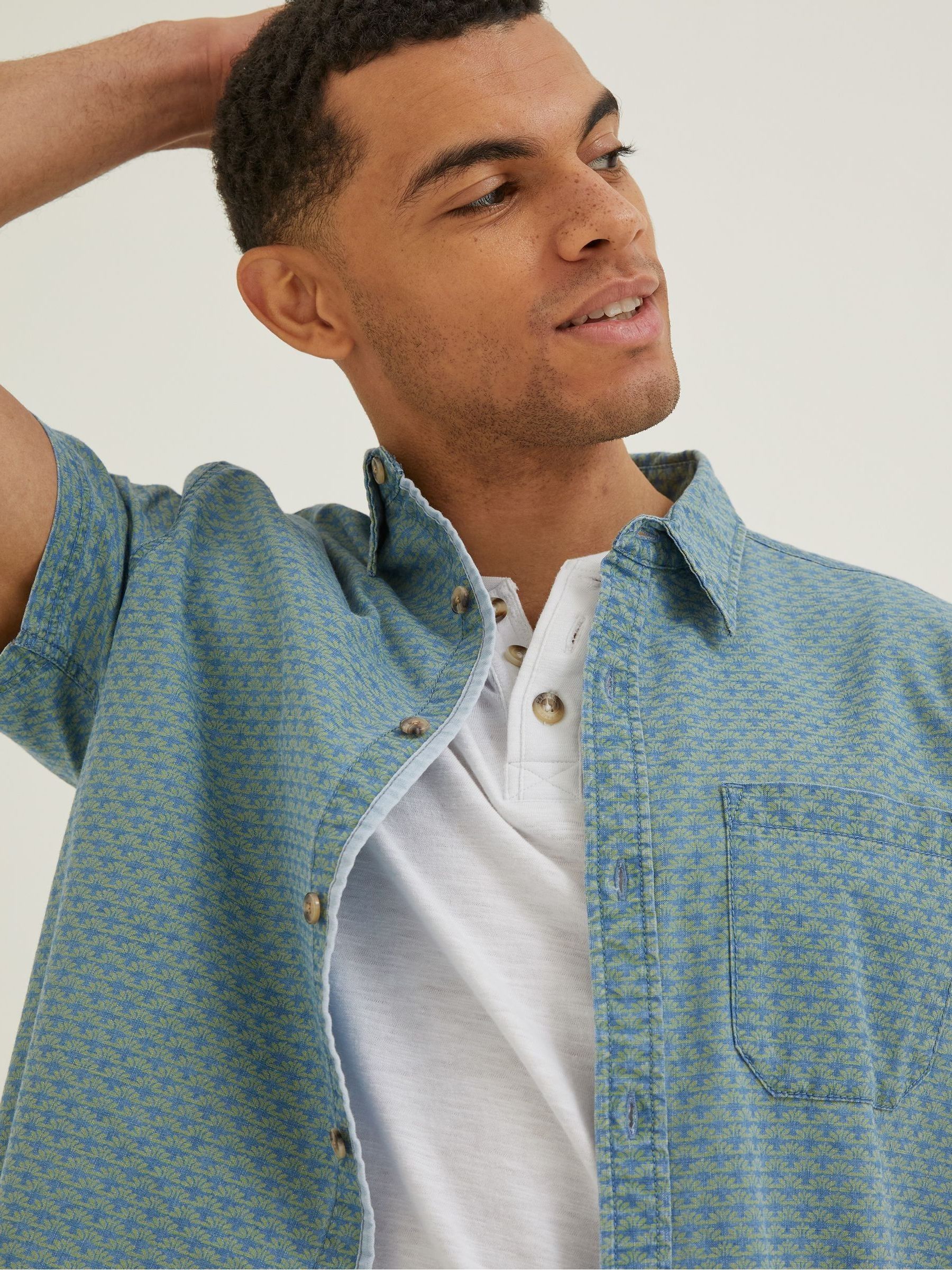 Green Geo Indigo Print Shirt - Image 3 of 4