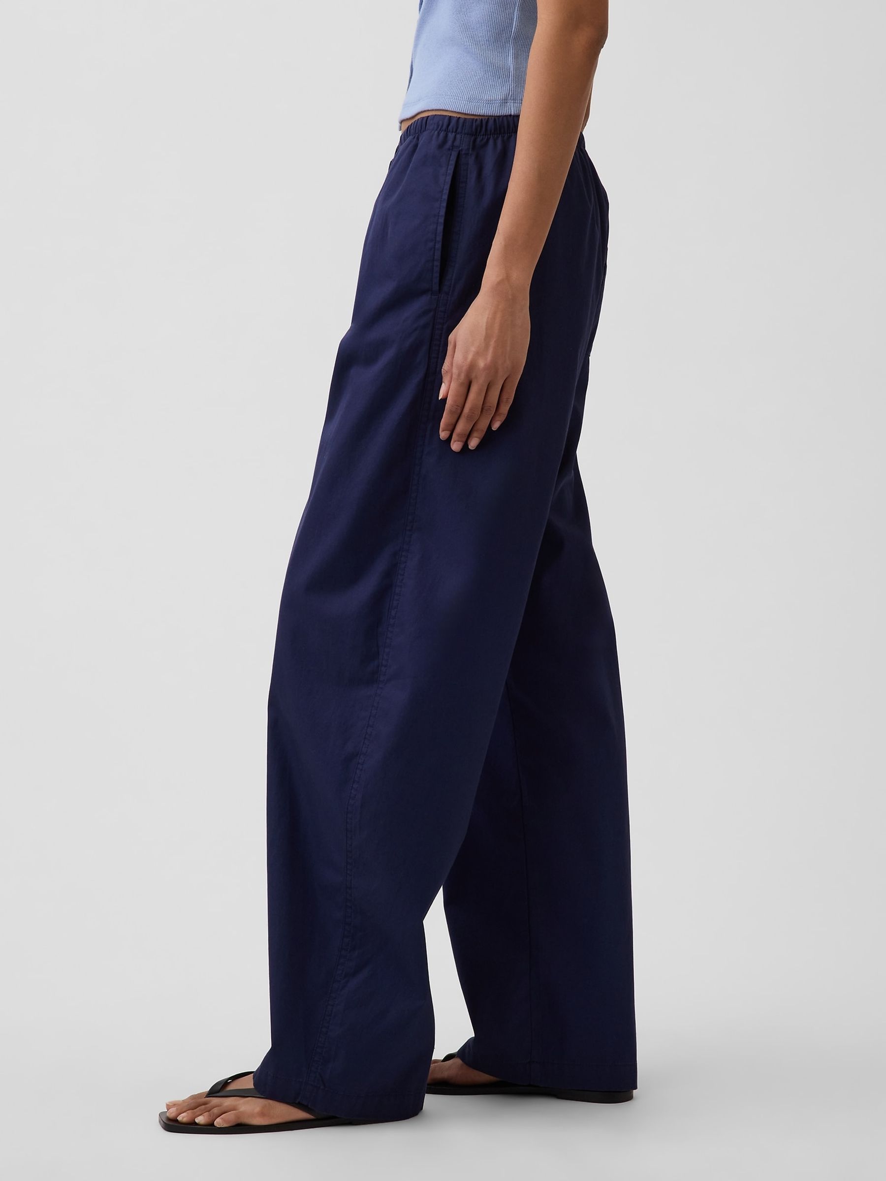 Navy Poplin Easy Barrel Trousers - Image 3 of 5
