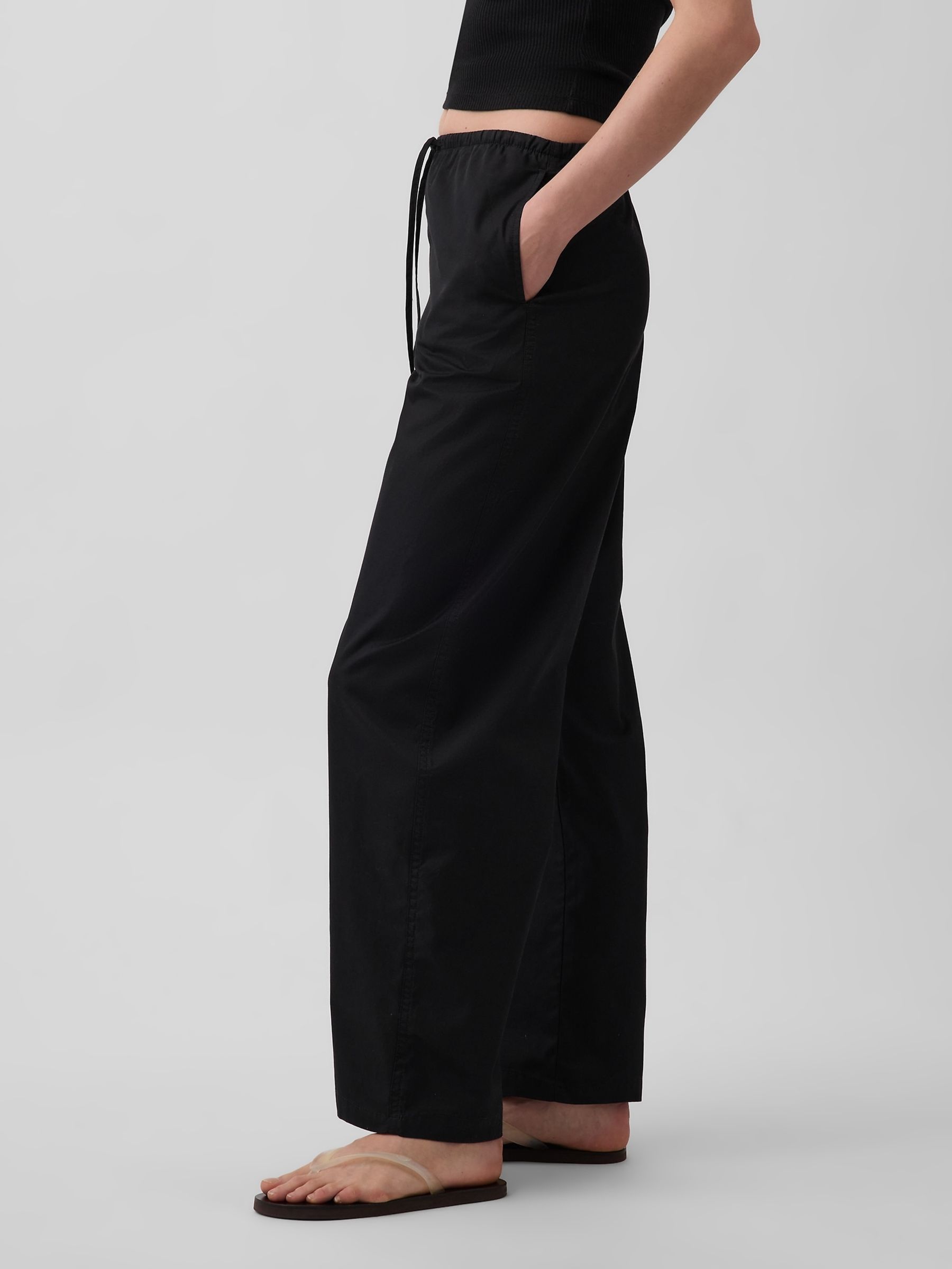 Black Poplin Easy Barrel Trousers - Image 3 of 5