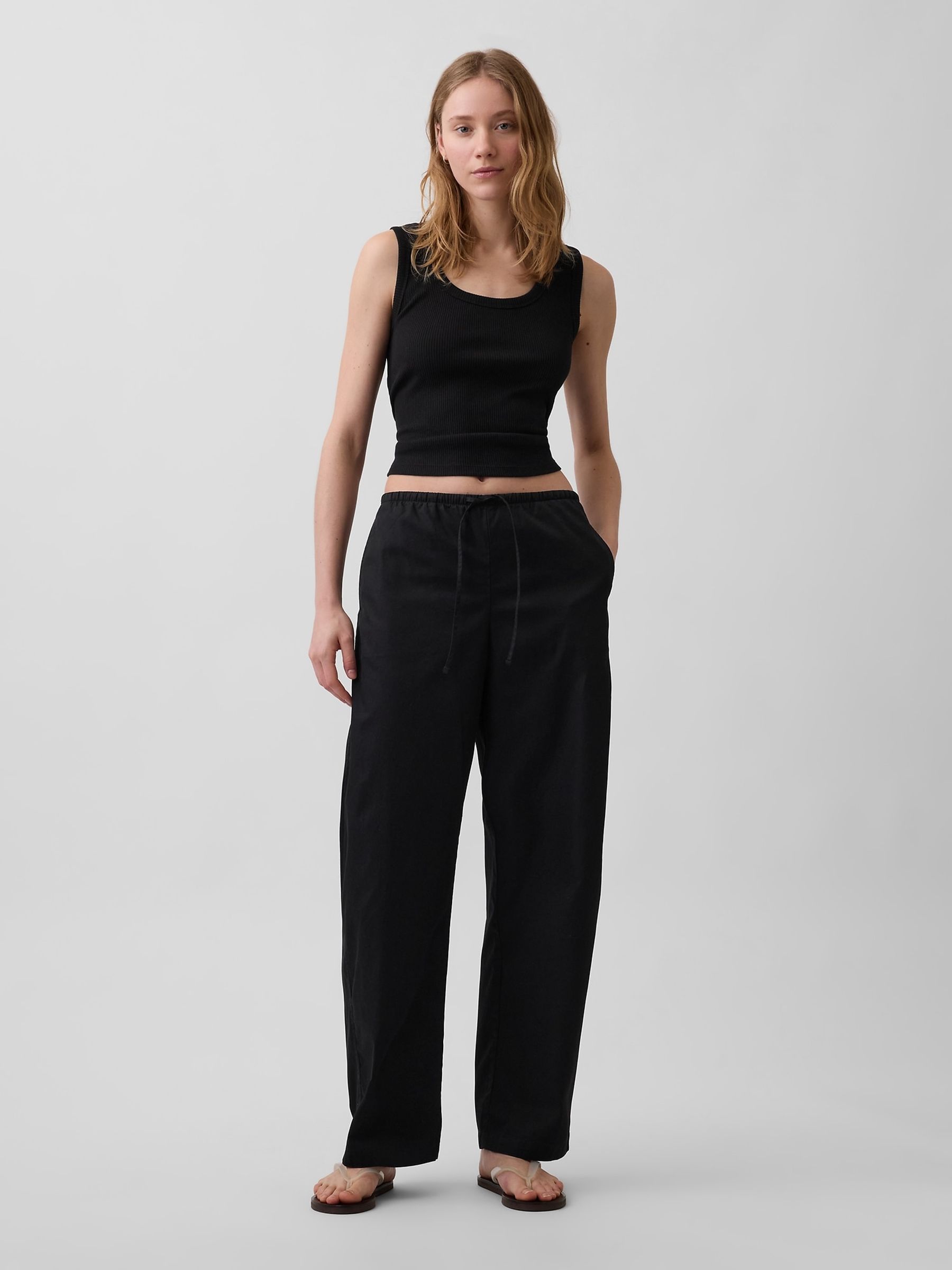 Black Poplin Easy Barrel Trousers - Image 4 of 5