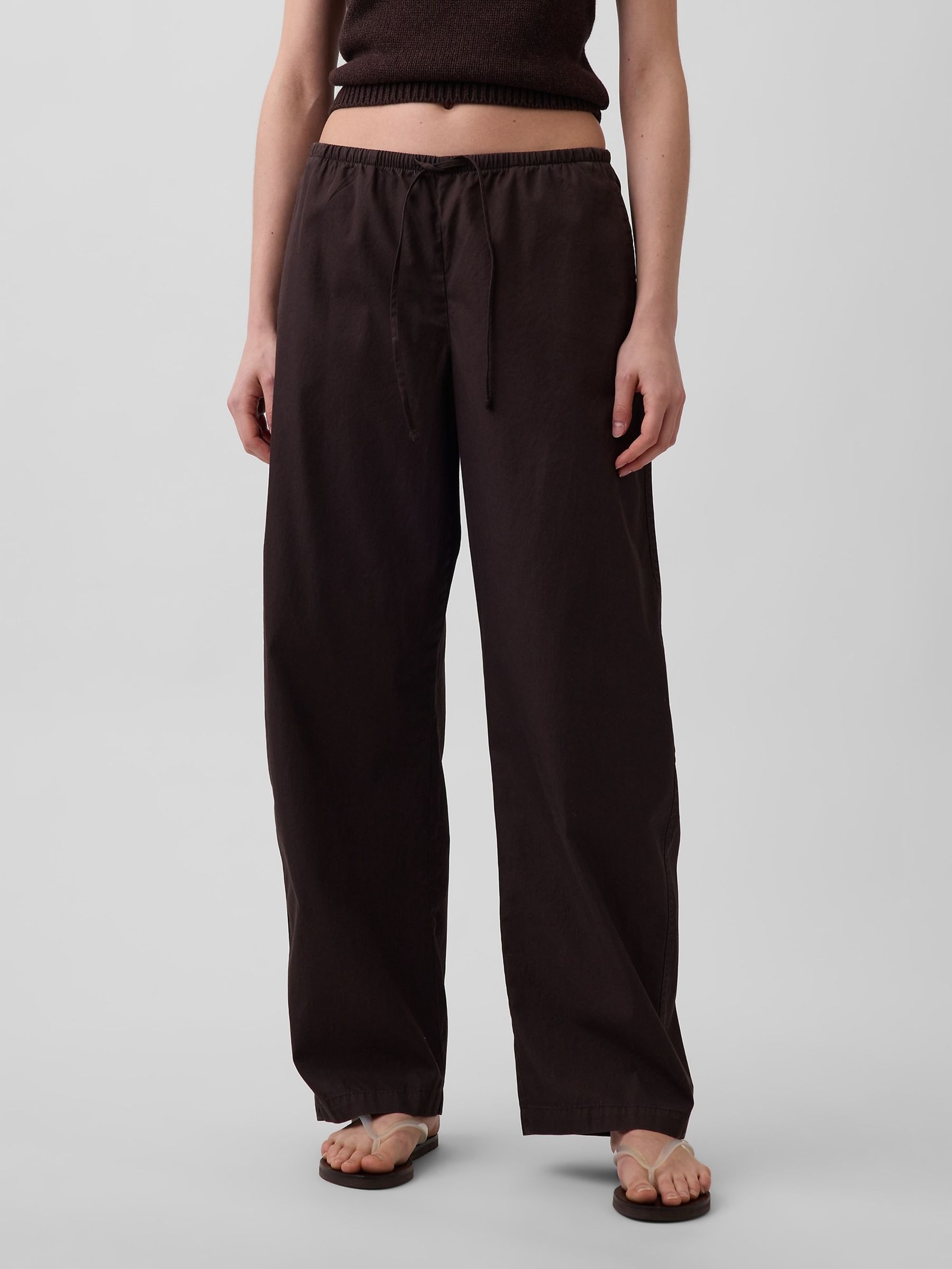 Brown Poplin Easy Barrel Trousers - Image 1 of 5