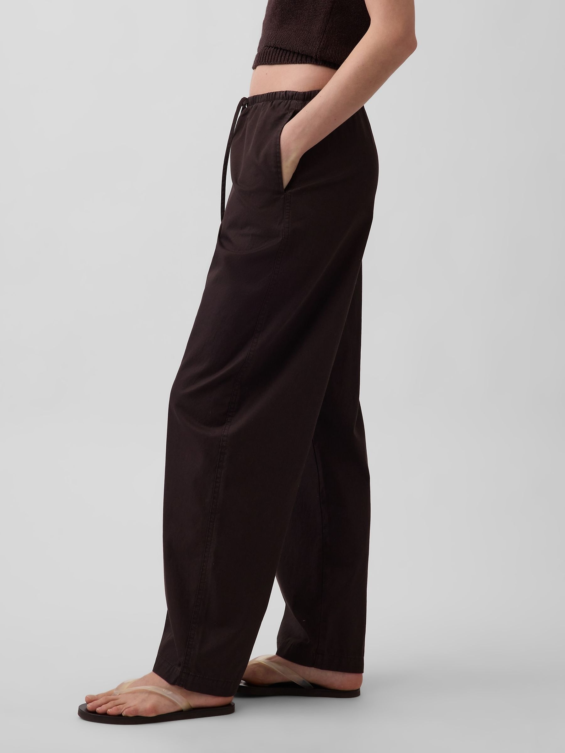 Brown Poplin Easy Barrel Trousers - Image 3 of 5