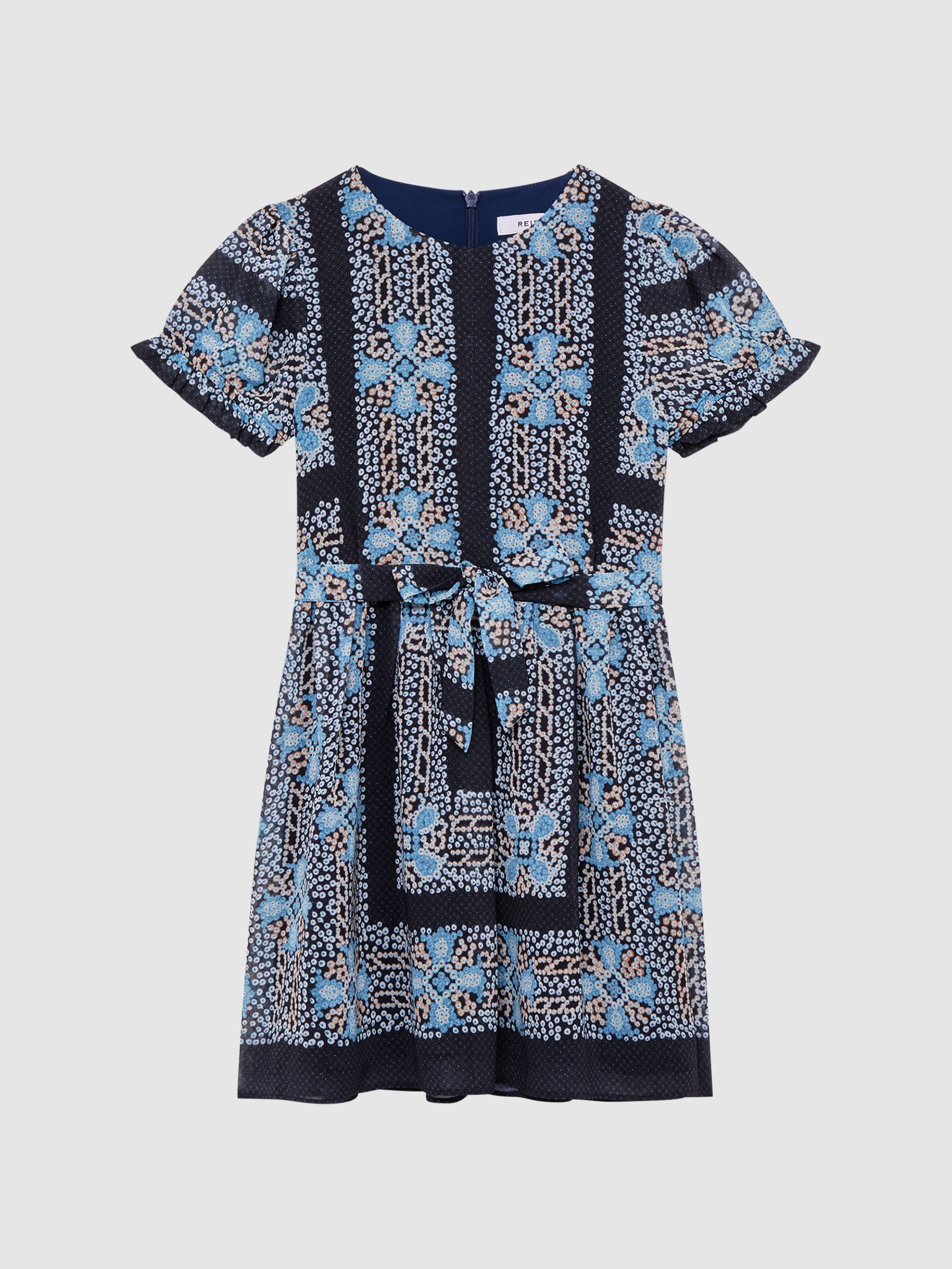 Floral Print Puff Sleeve Dress in Navy - Image 2 of 6 Floral Print Puff Sleeve Dress in Navy - Image 2 of 6