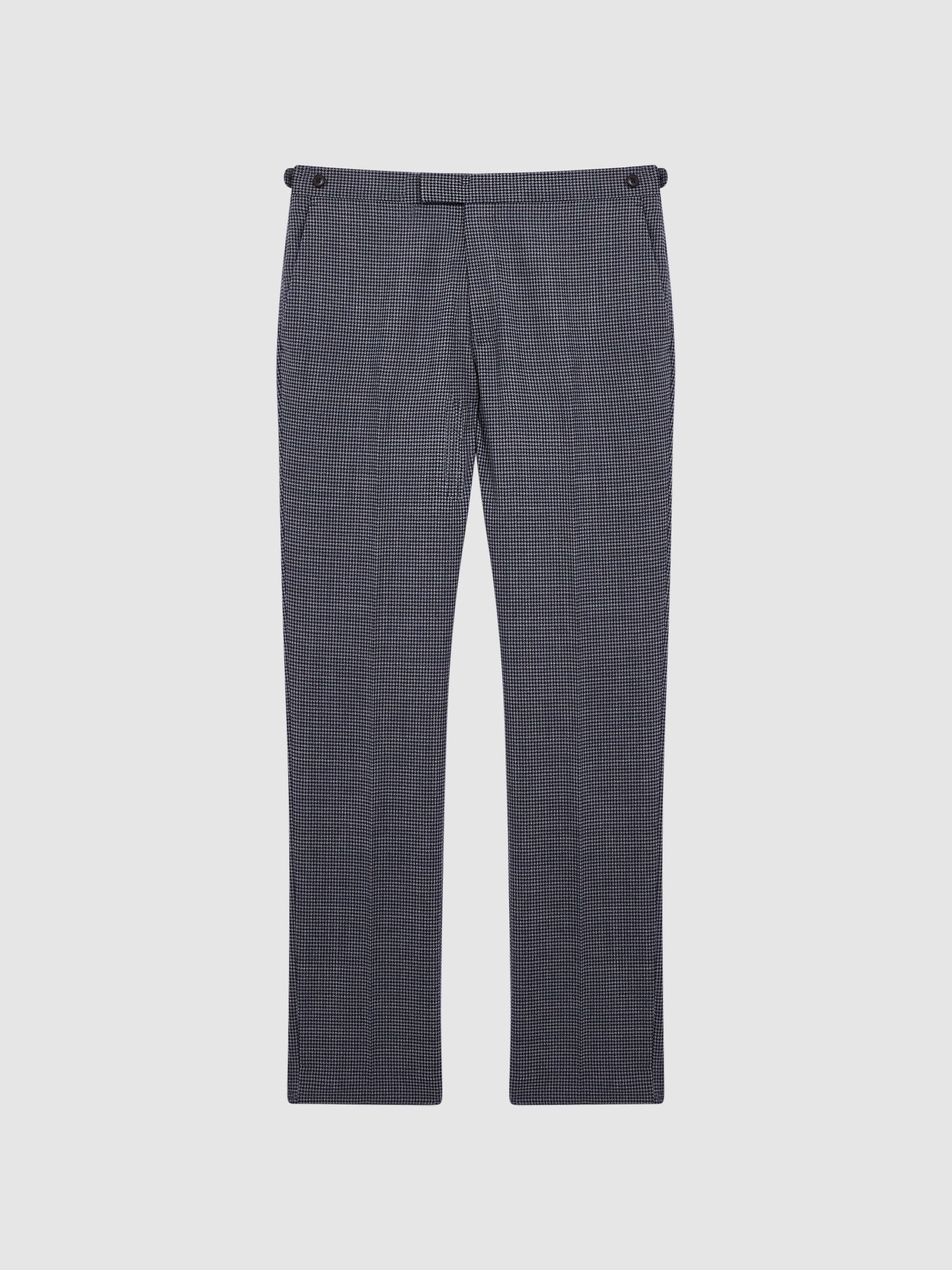 Slim Fit Dogtooth Trousers in Navy - Image 2 of 5