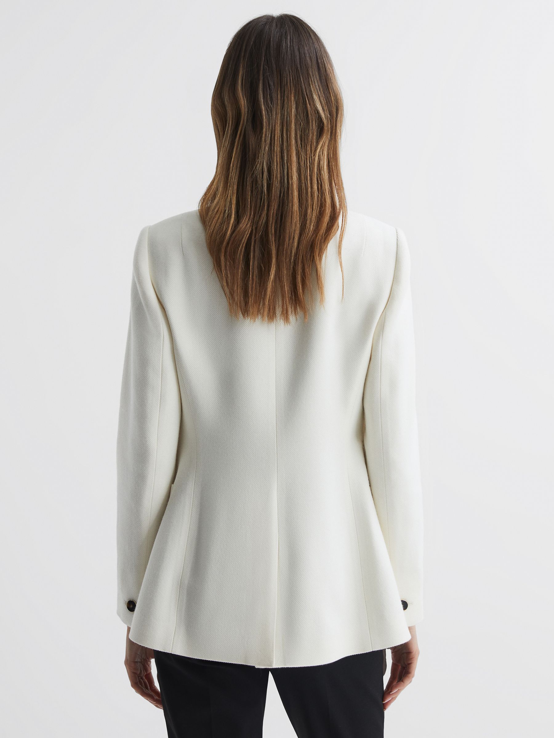 Double Breasted Twill Blazer in White - Image 5 of 7