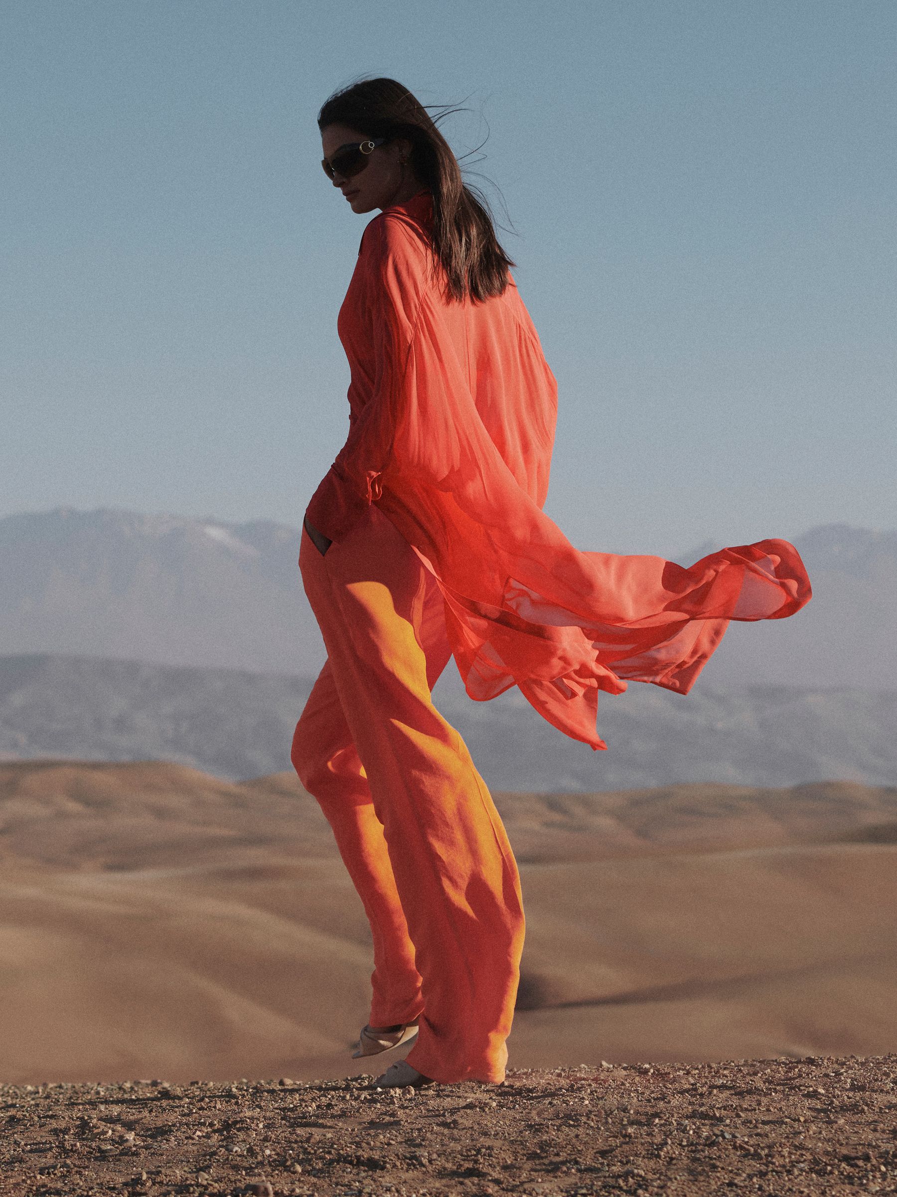 Sheer Kaftan in Coral - Image 1 of 8 Sheer Kaftan in Coral - Image 1 of 8