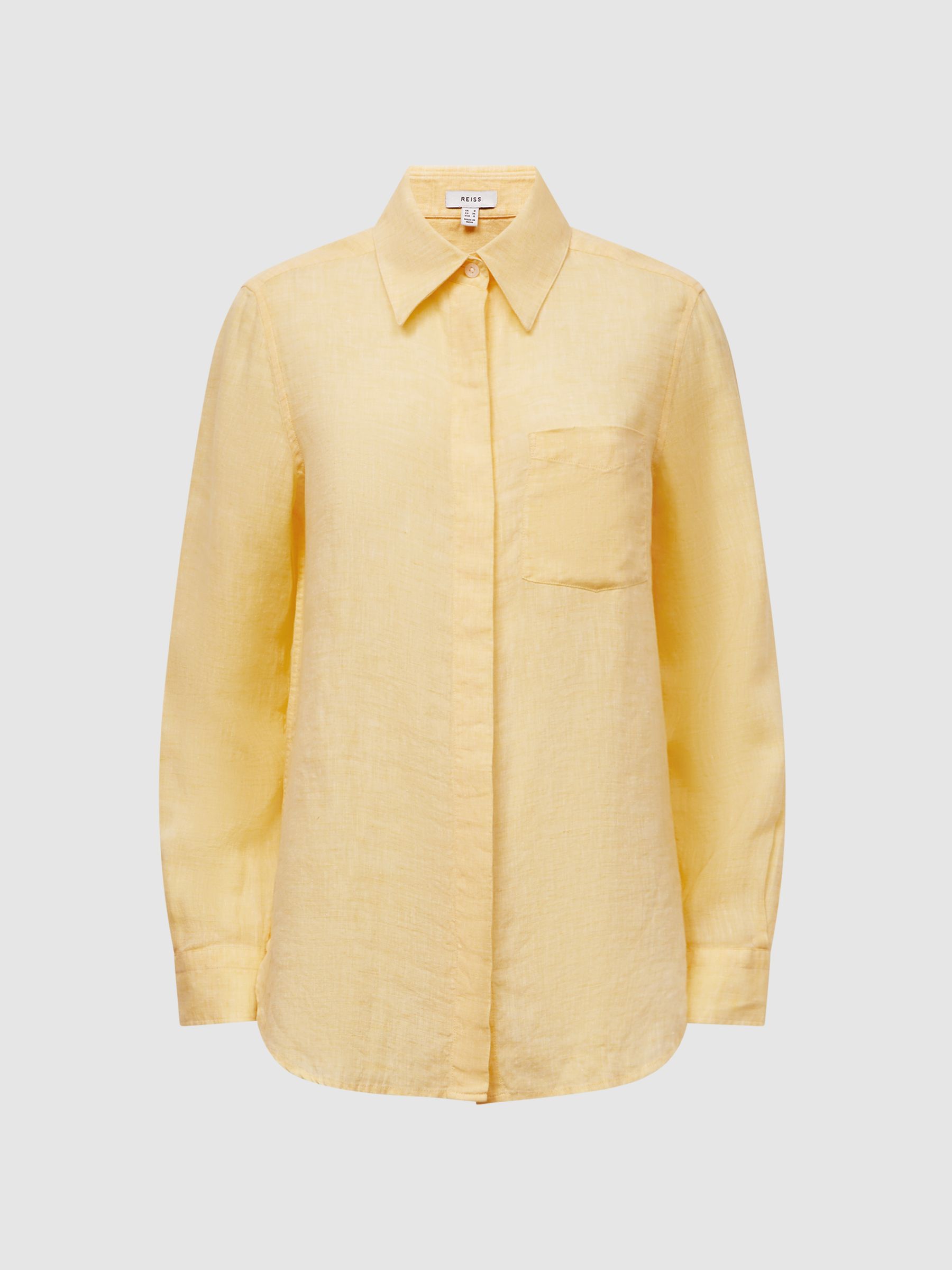 Linen Long Sleeve Shirt in Lemon - Image 2 of 7