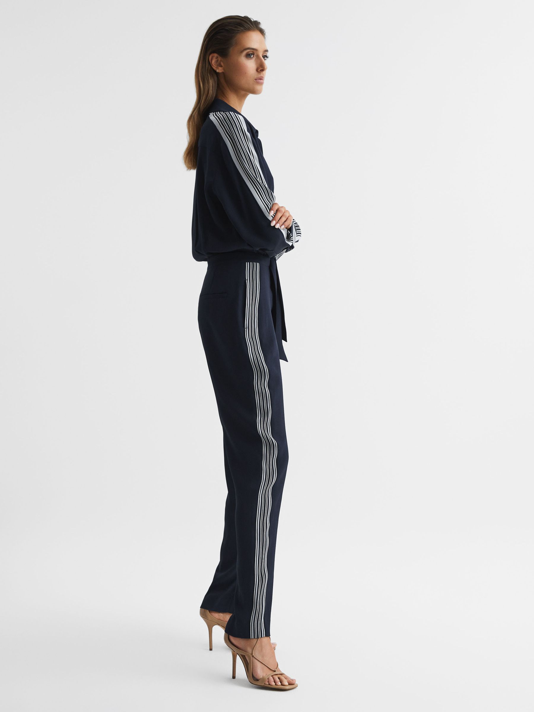 Long Sleeve Jumpsuit in Navy - Image 1 of 7