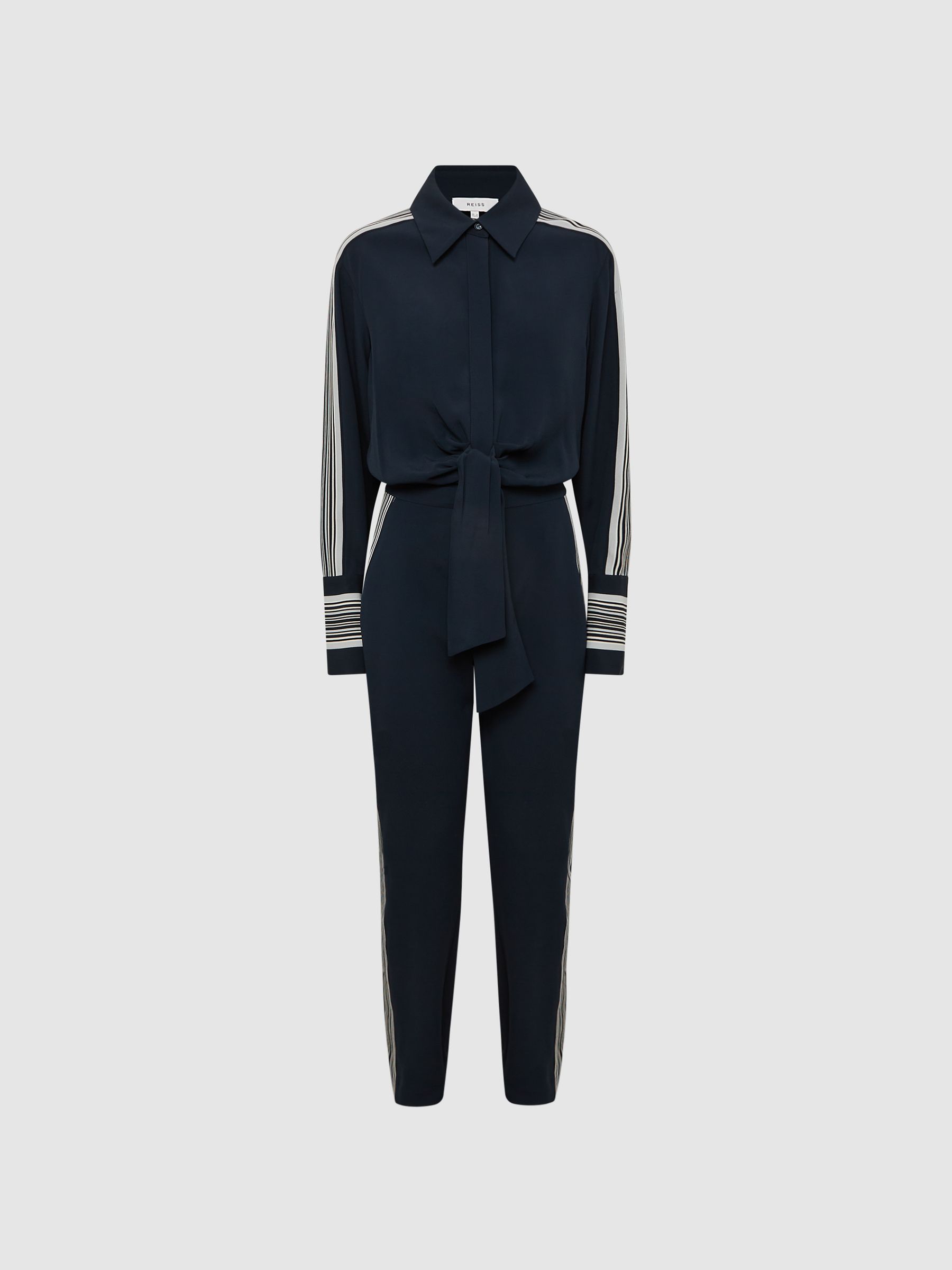 Long Sleeve Jumpsuit in Navy - Image 2 of 7
