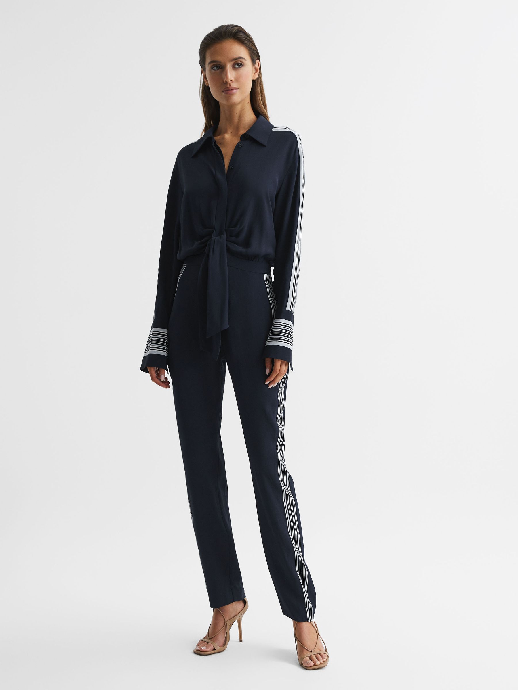 Long Sleeve Jumpsuit in Navy - Image 3 of 7