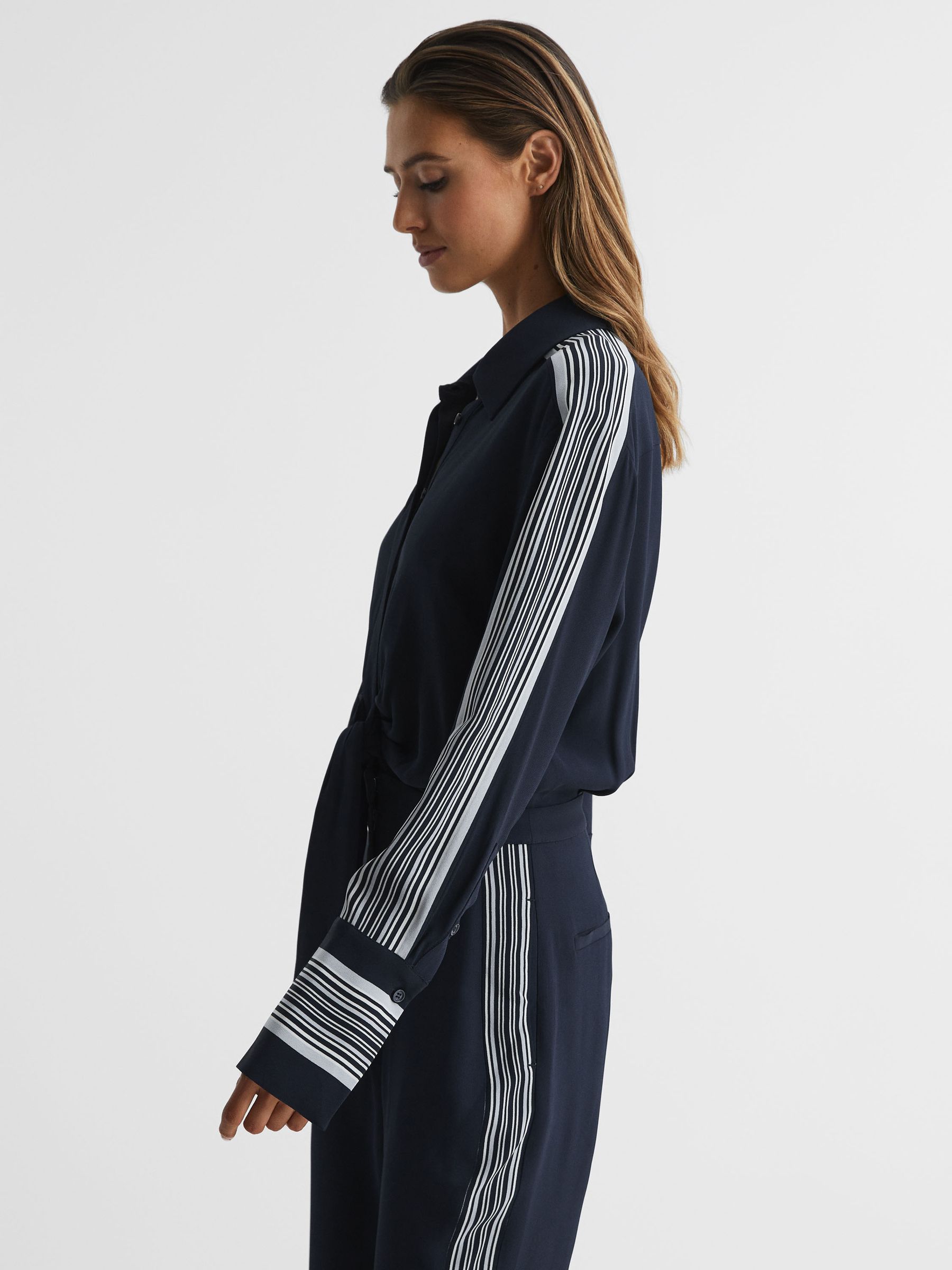 Long Sleeve Jumpsuit in Navy - Image 6 of 7