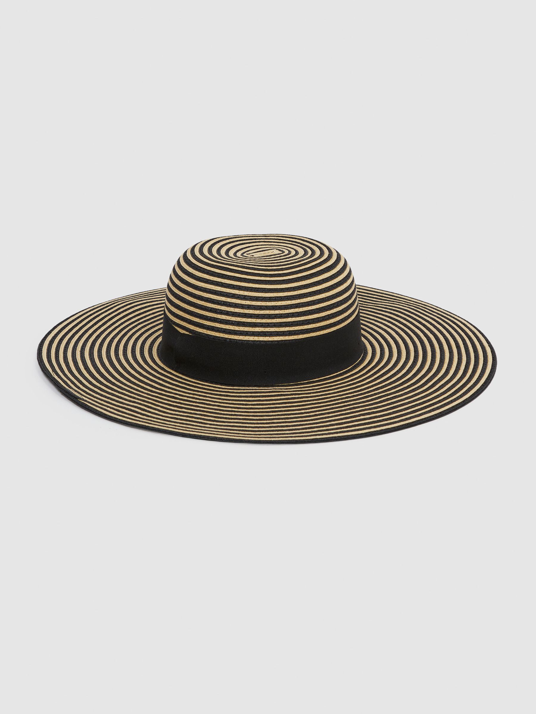 Paper Straw Wide Brim Hat in Black/Neutral - Image 4 of 4