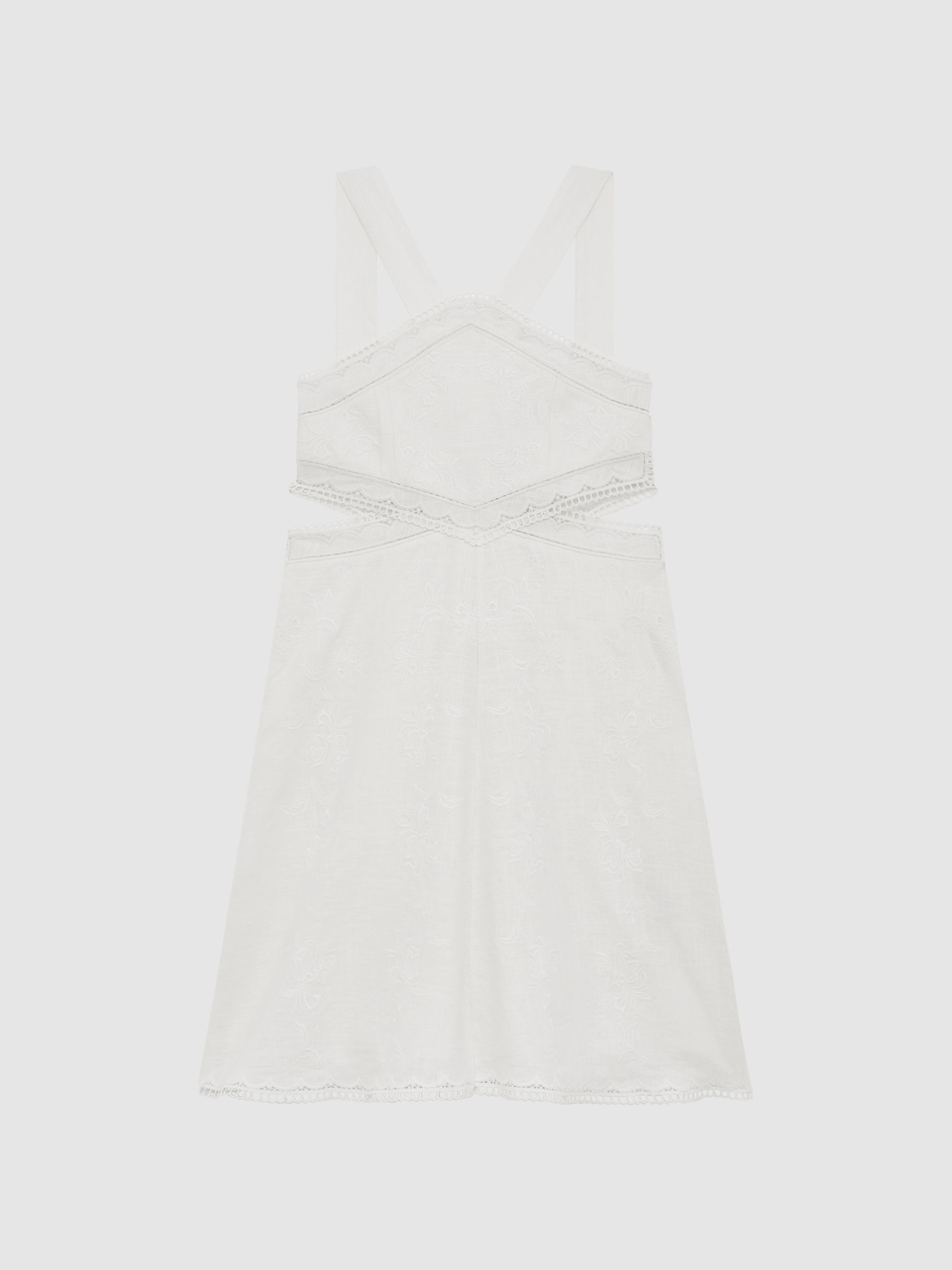 Senior Cross Back Embroidered Dress in Ivory - Image 2 of 6