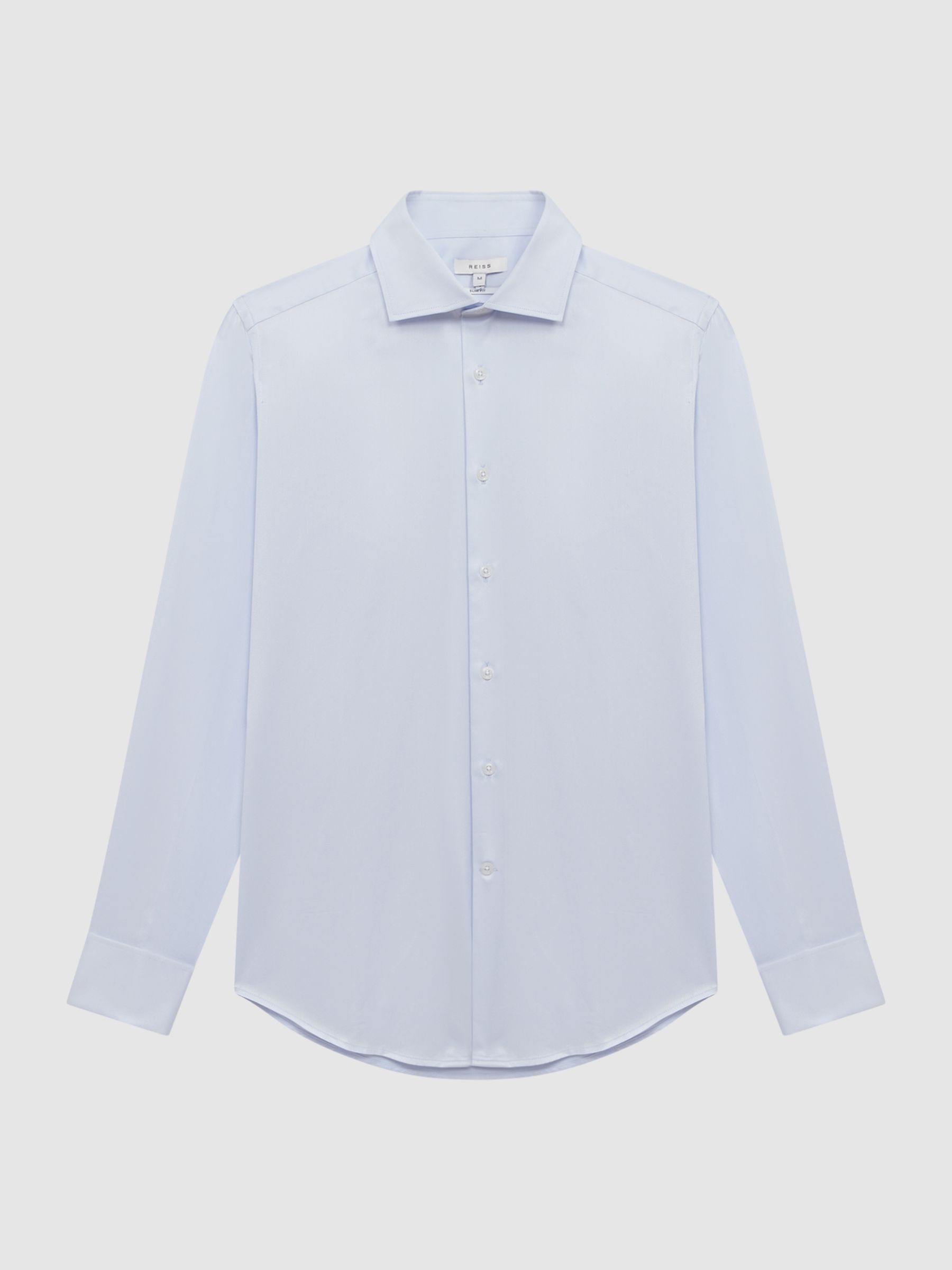 Slim Fit Cotton Cutaway Collar Shirt in Soft Blue - Image 2 of 5