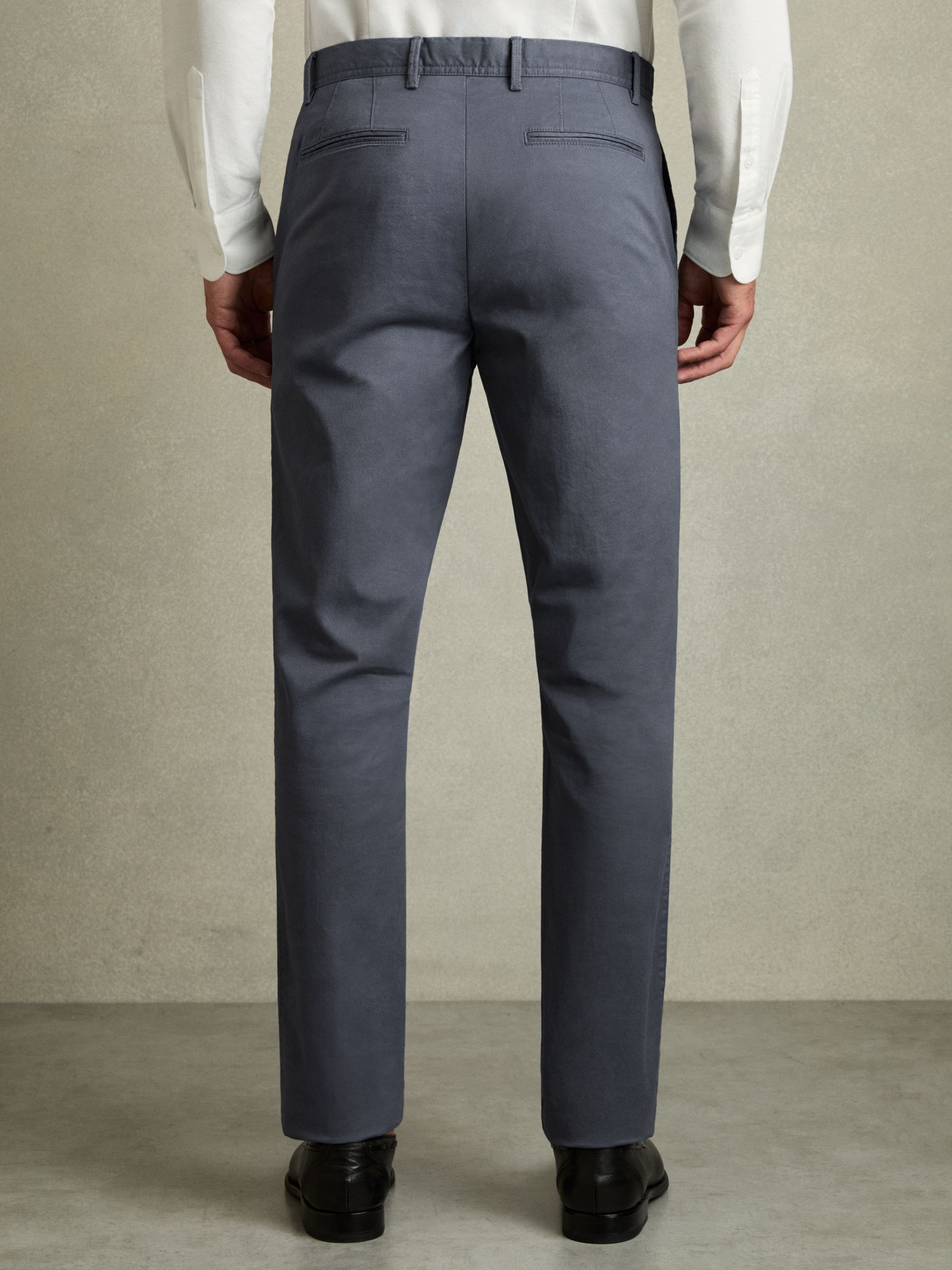 Slim Fit Washed Cotton Blend Chinos in Airforce Blue - image 5