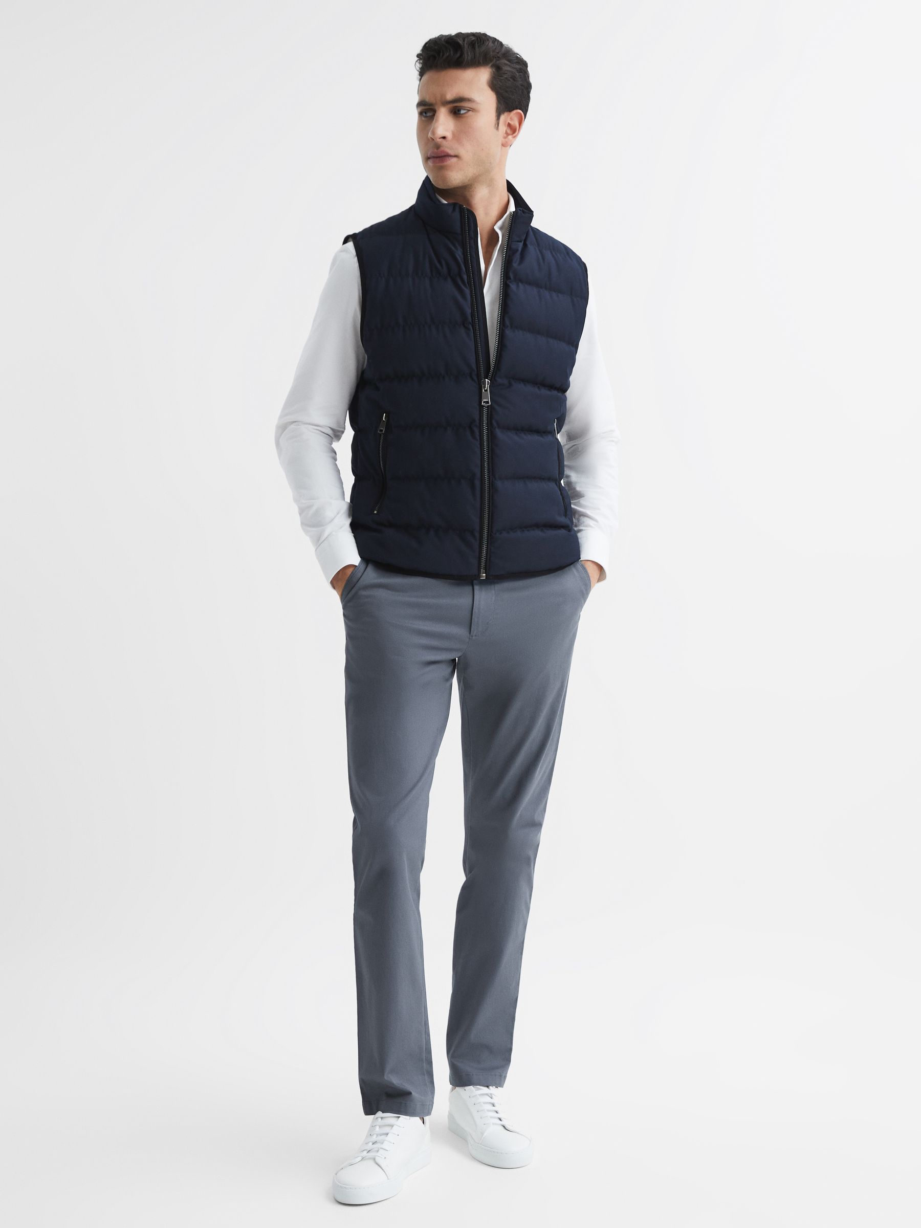 Slim Fit Washed Cotton Blend Chinos in Airforce Blue - Image 6 of 6