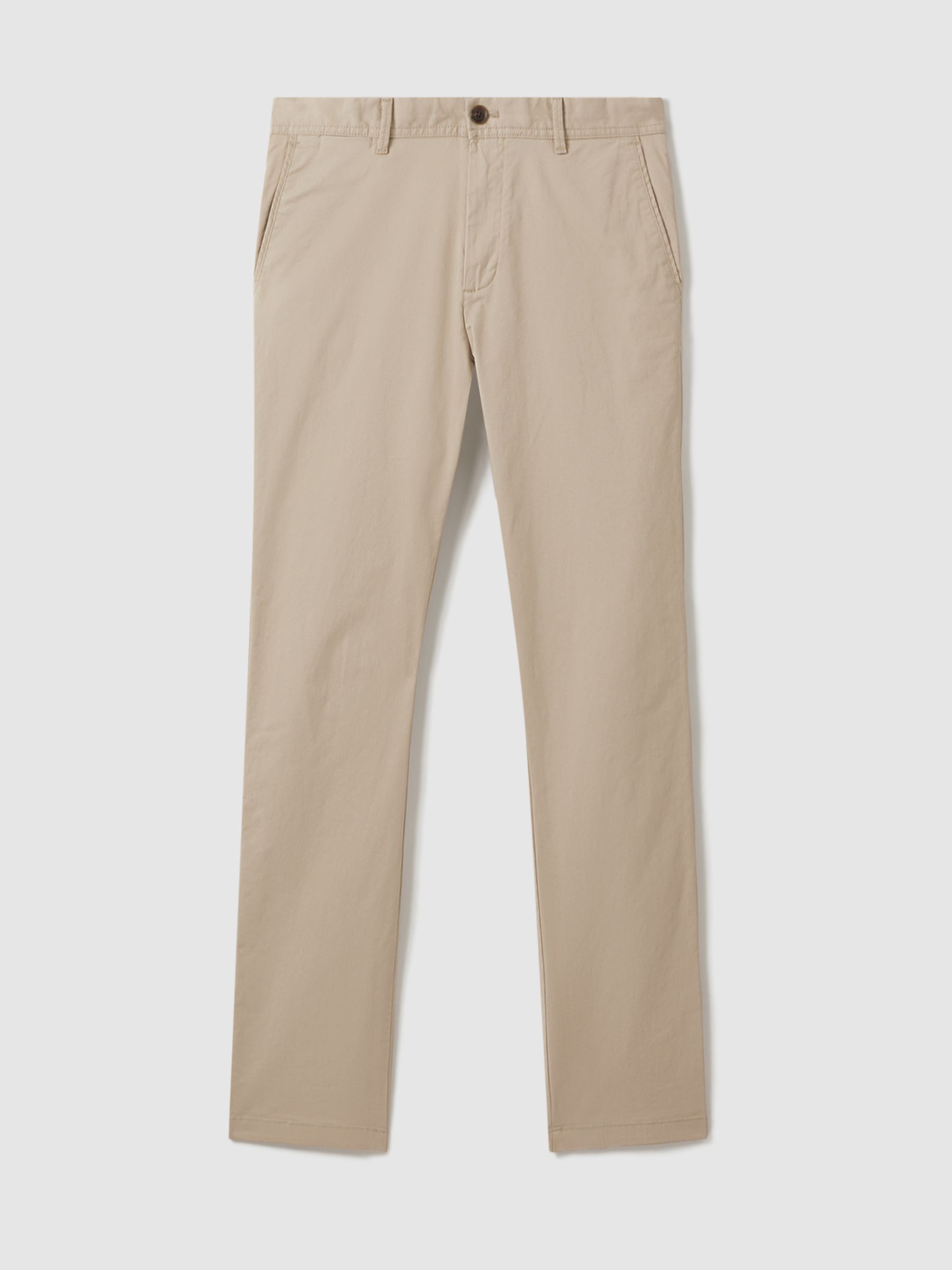 Slim Fit Washed Cotton Blend Chinos in Stone - Image 2 of 6