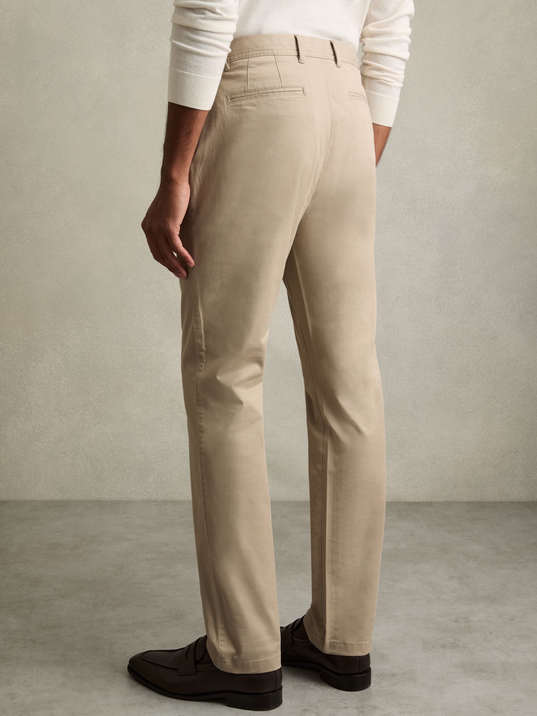 Slim Fit Washed Cotton Blend Chinos in Stone - Image 5 of 6