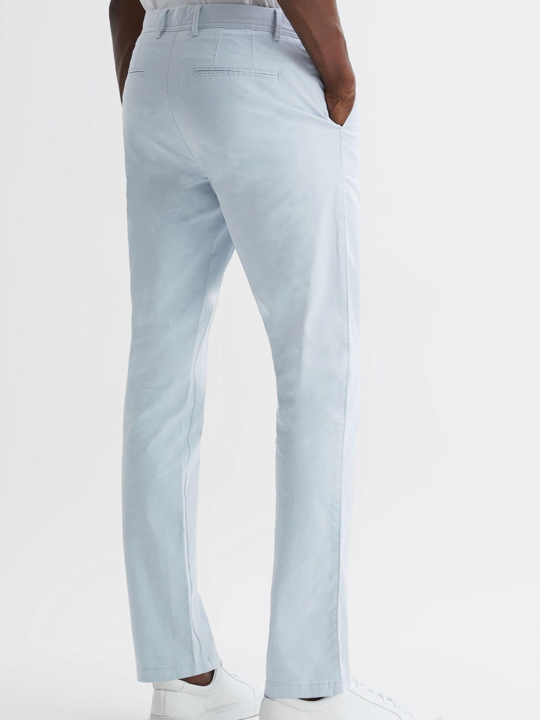 Slim Fit Washed Cotton Blend Chinos in Soft Blue - Image 5 of 5
