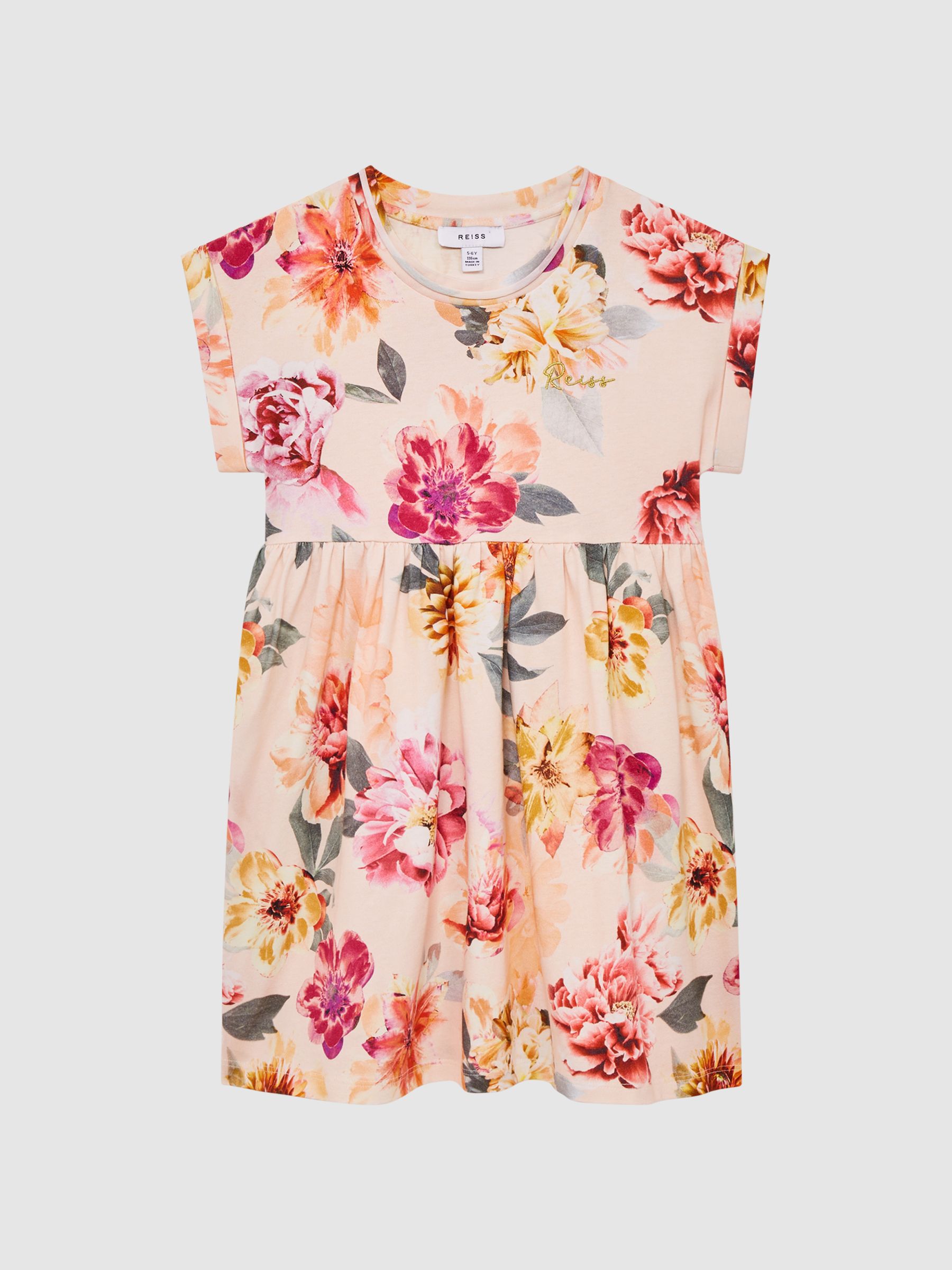 9-12 yrs Floral Print Jersey Dress in Pink - Image 2 of 6