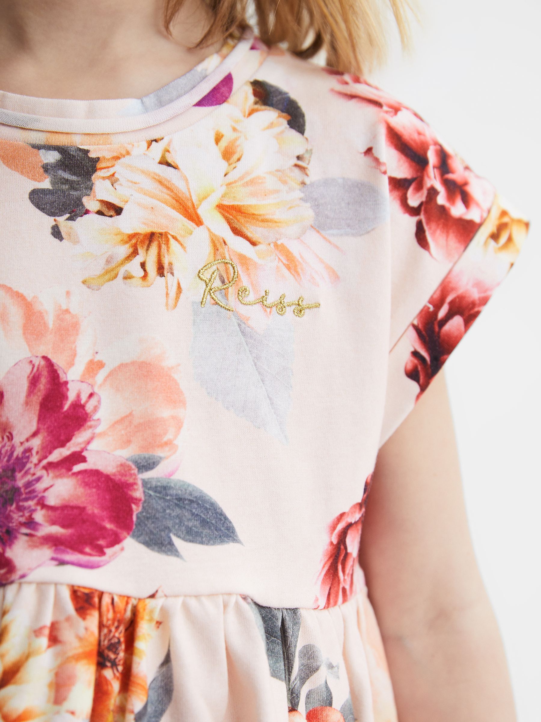 9-12 yrs Floral Print Jersey Dress in Pink - Image 4 of 6