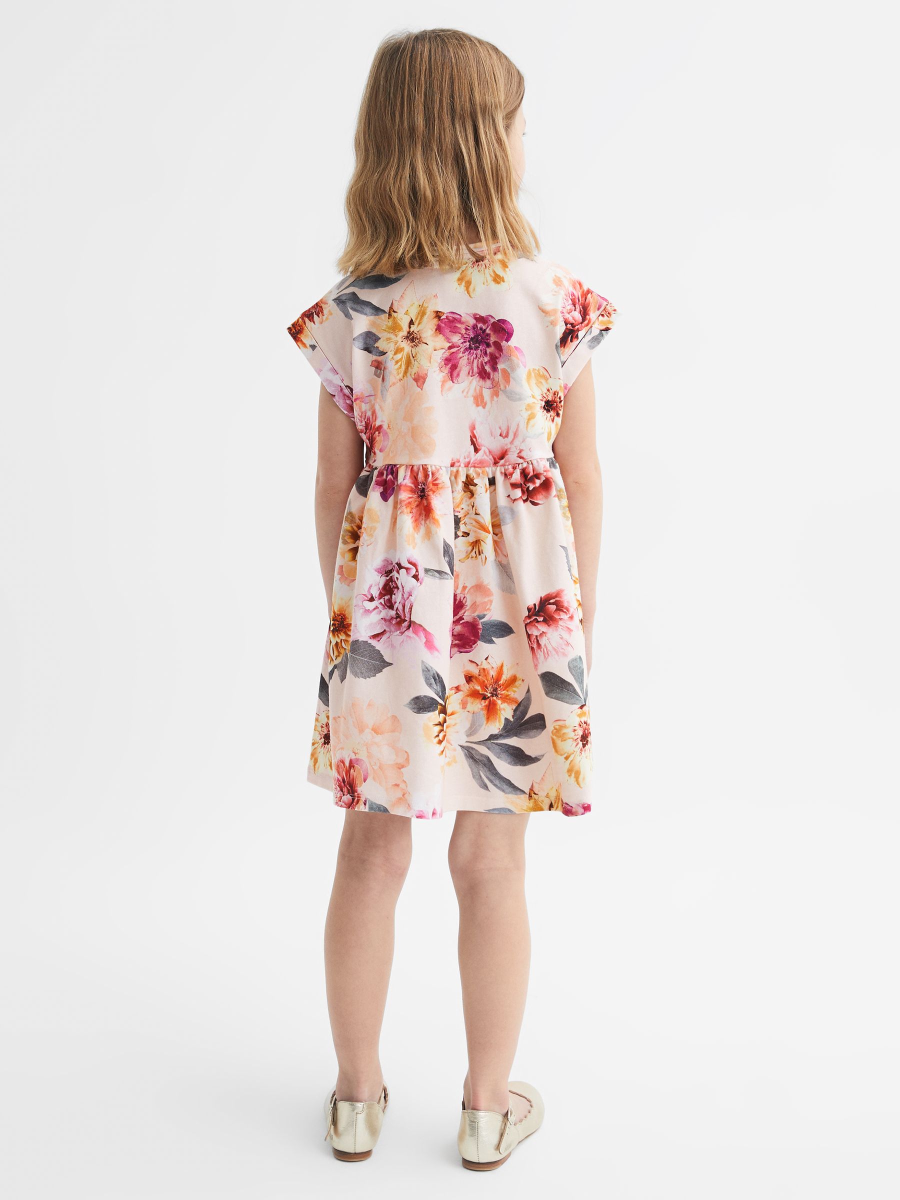 9-12 yrs Floral Print Jersey Dress in Pink - Image 5 of 6