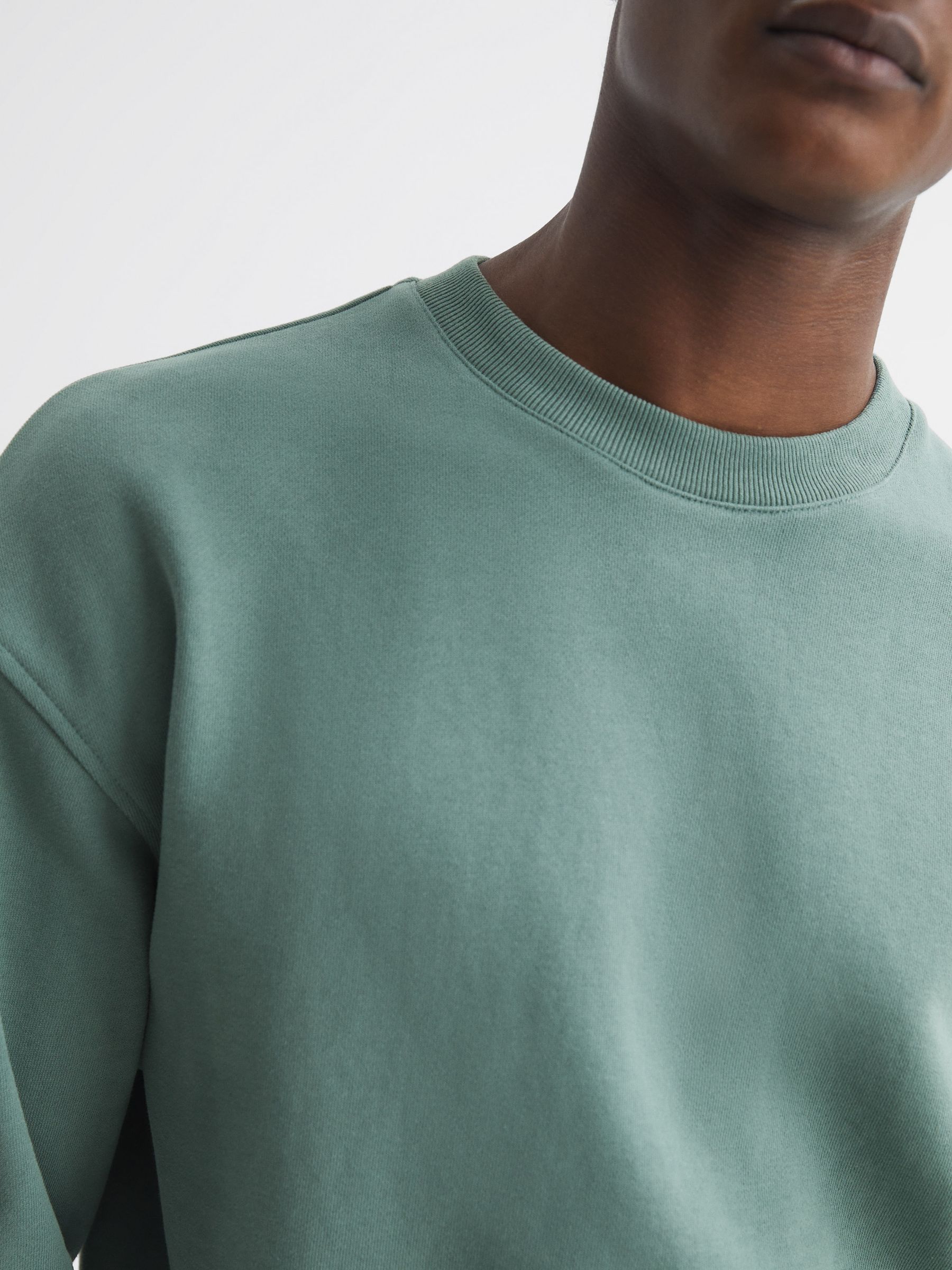 Oversized Garment Dye Sweatshirt in Fern Green - Image 4 of 6
