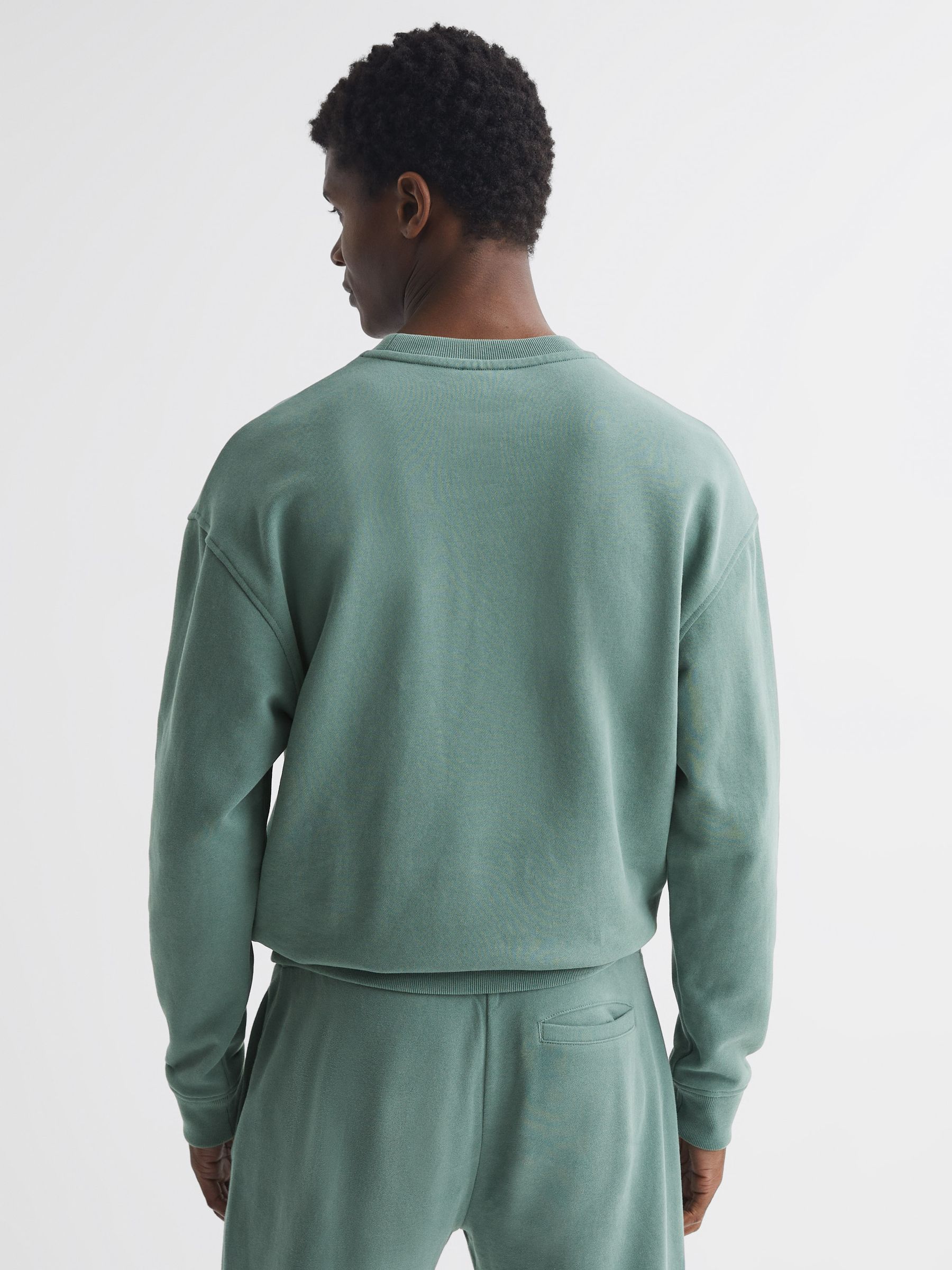 Oversized Garment Dye Sweatshirt in Fern Green - Image 5 of 6