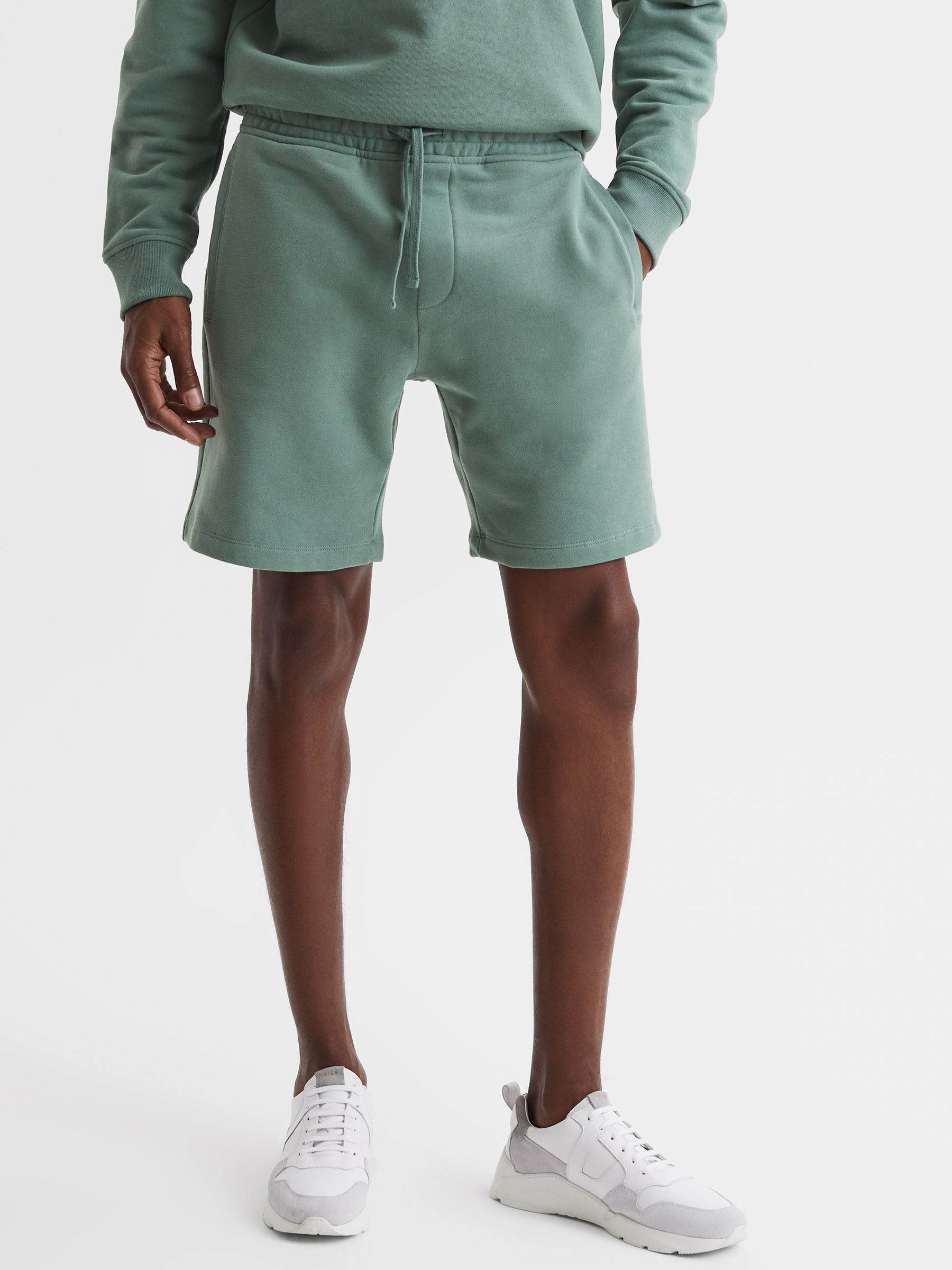 Garment Dye Jersey Shorts in Fern Green - Image 1 of 5
