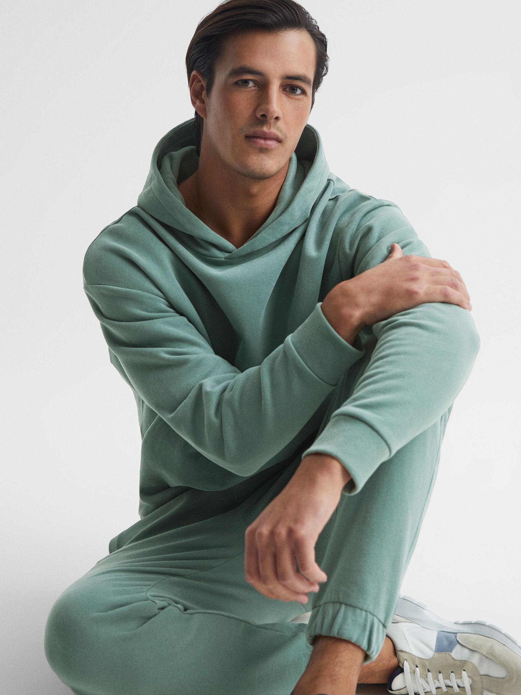 Garment Dye Hoodie in Fern Green - Image 1 of 5