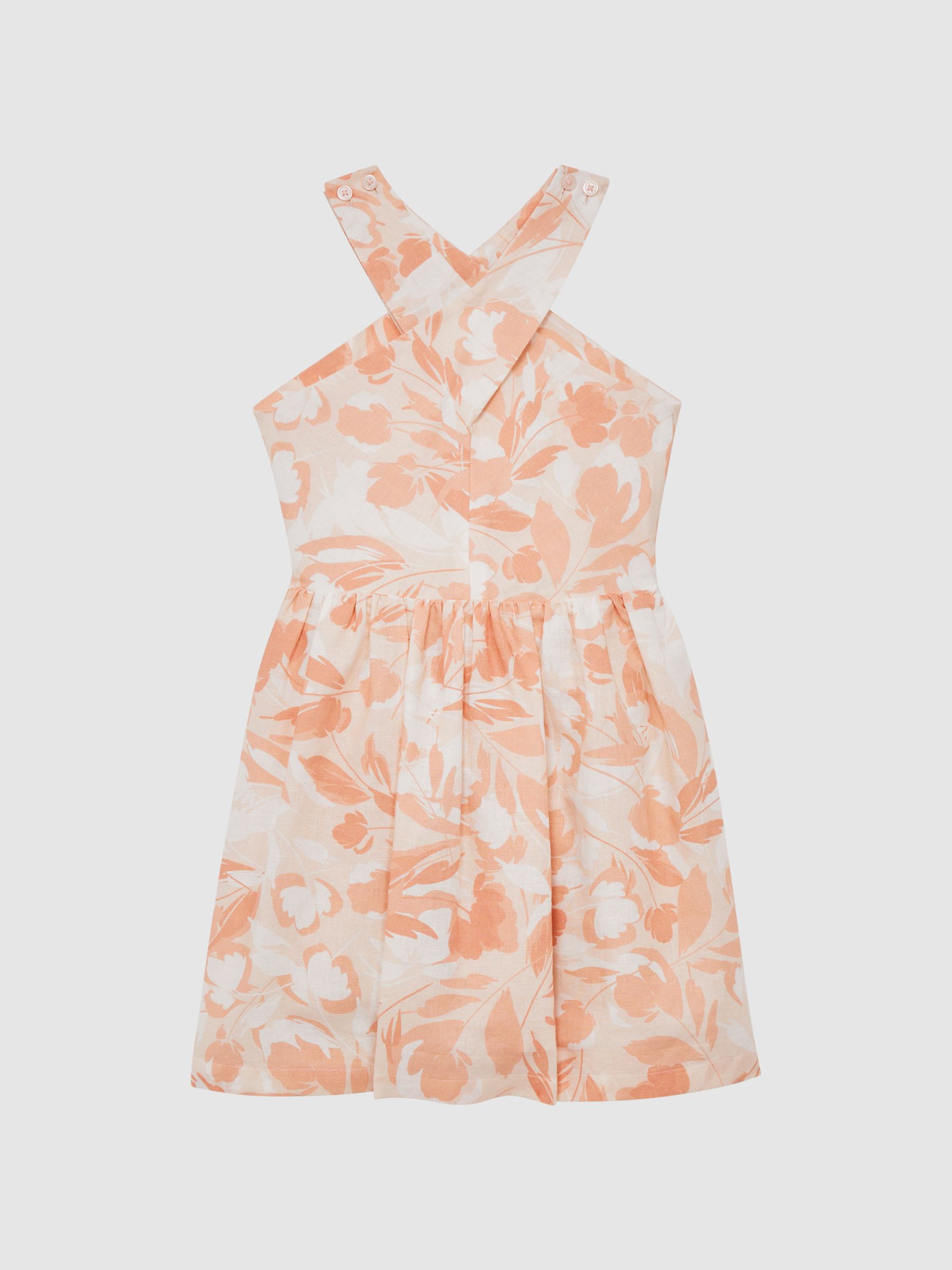 4-9 yrs Floral Print Halter Neck Dress in Pink Print - Image 2 of 7