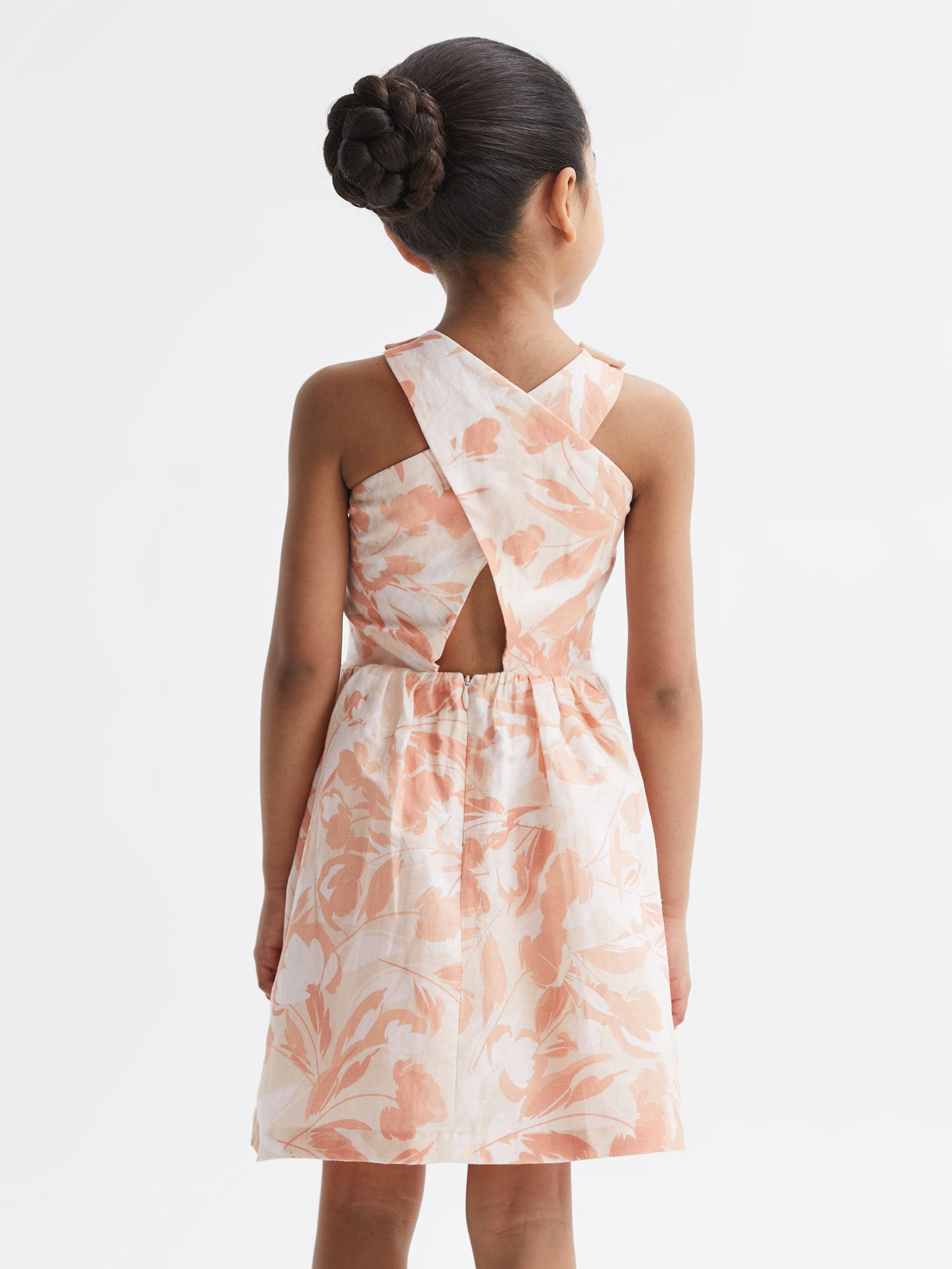 4-9 yrs Floral Print Halter Neck Dress in Pink Print - Image 5 of 7