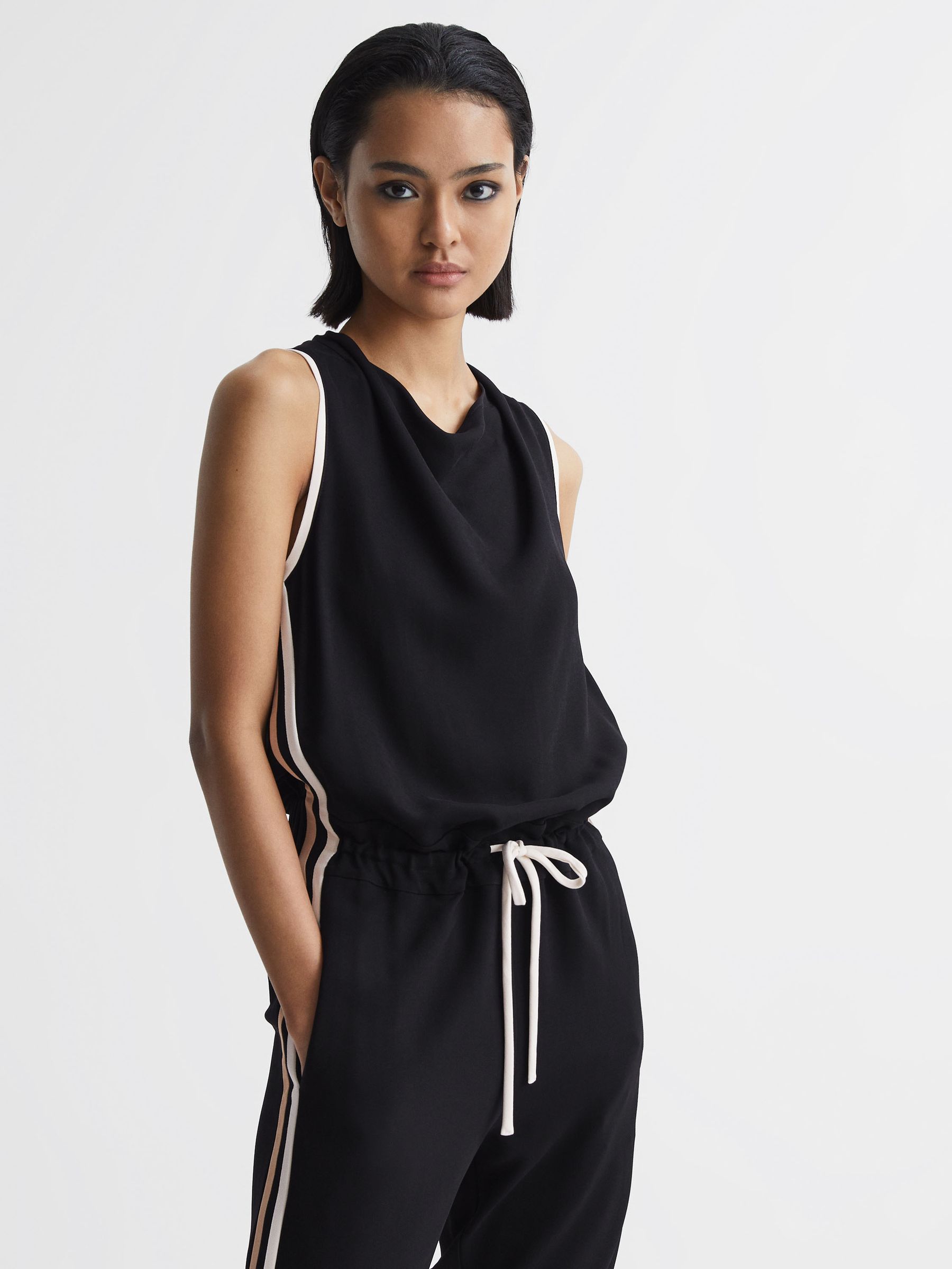 Side Stripe Jumpsuit in Black - Image 3 of 6