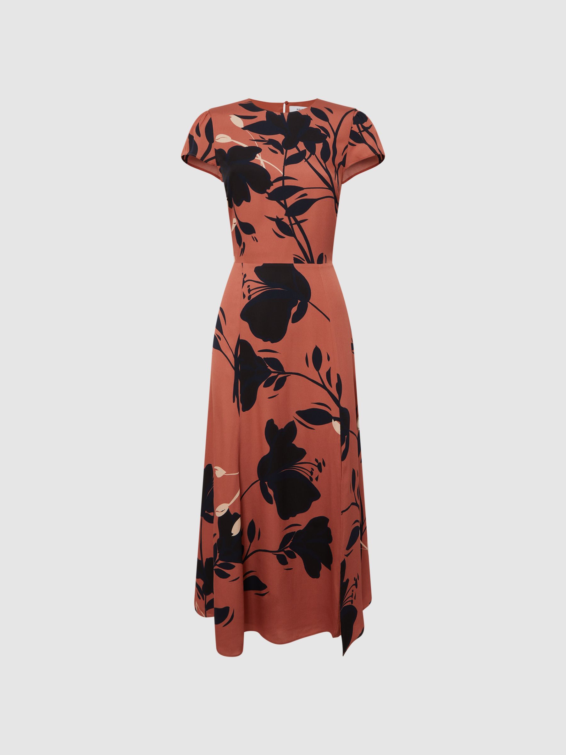 Floral Printed Midi Dress in Blush/Black - Image 2 of 5