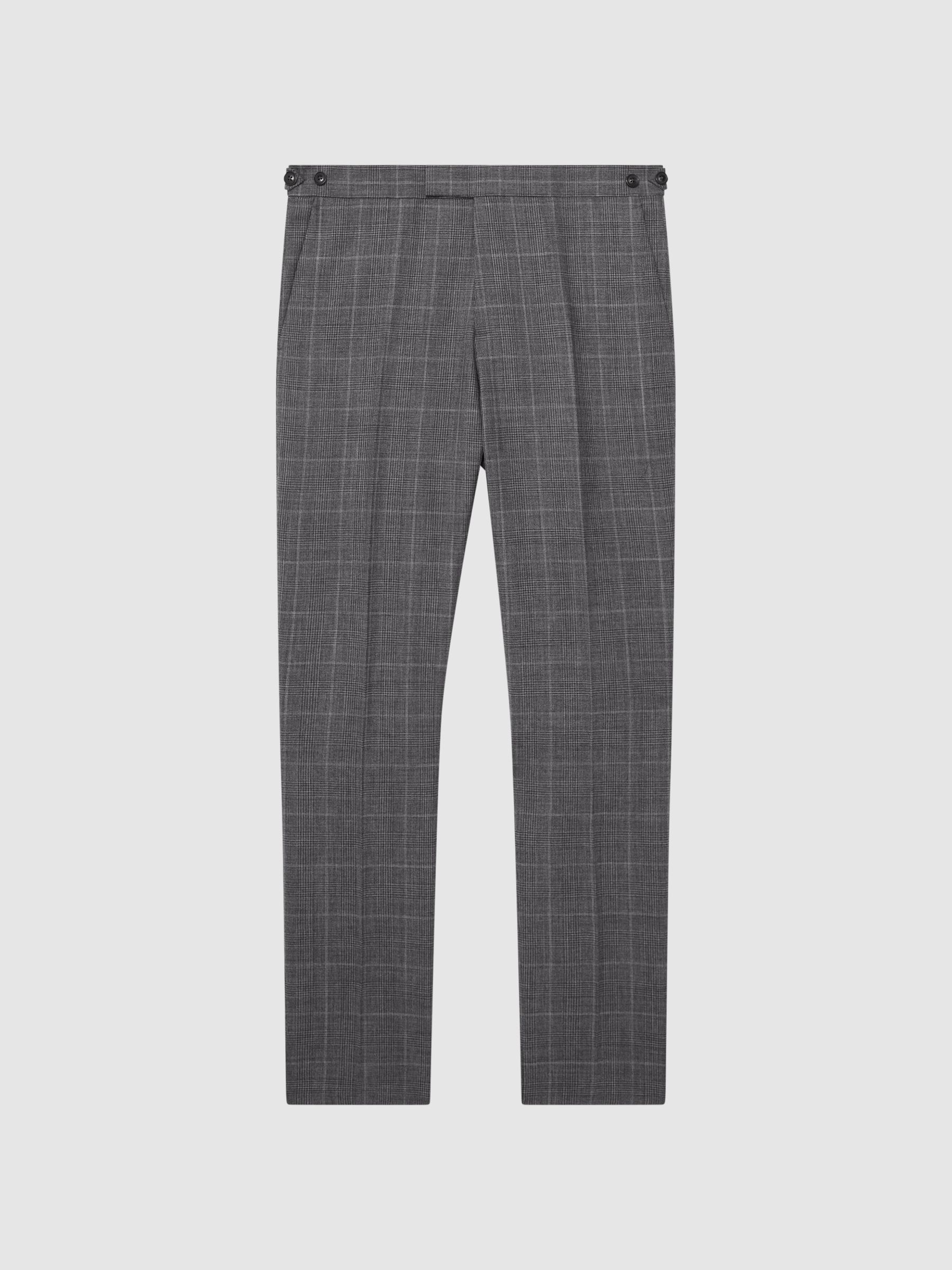 Slim Fit Checked Trousers in Grey - Image 2 of 7