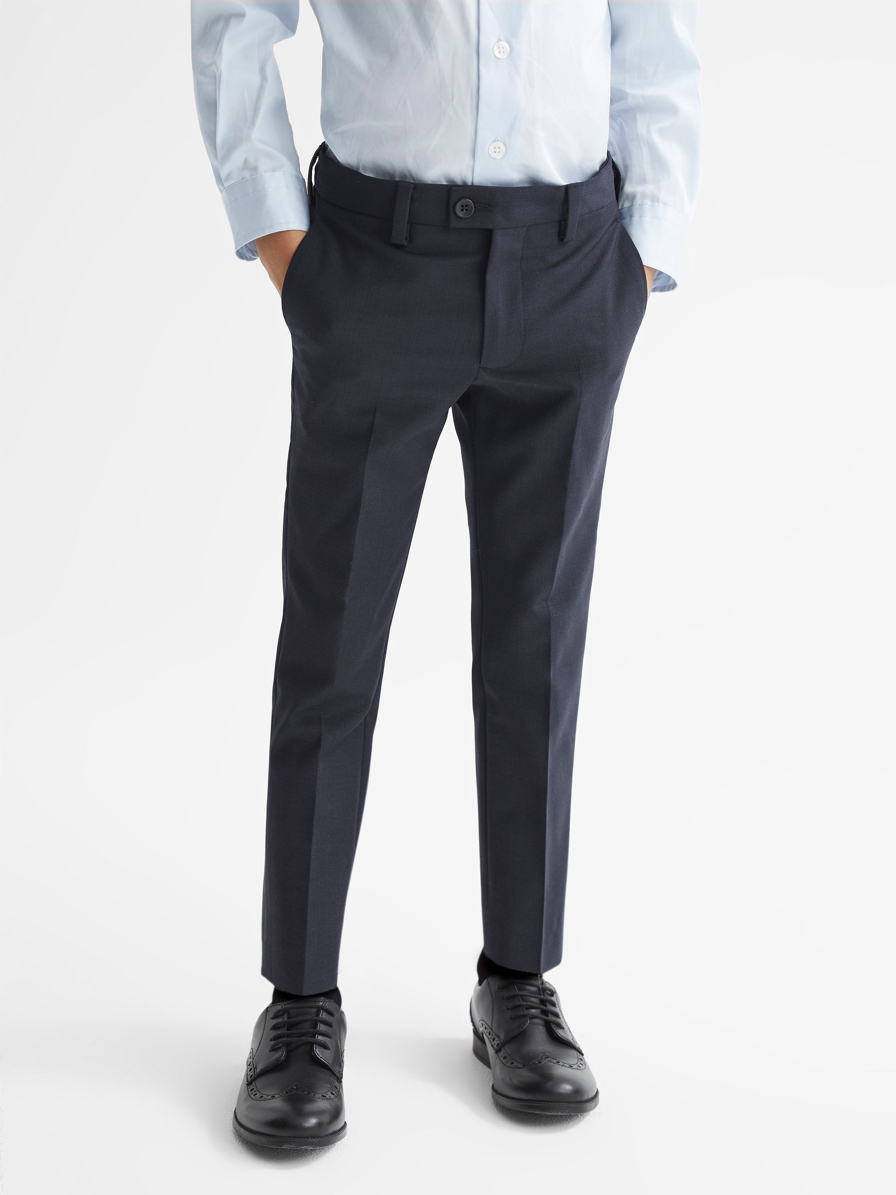 Senior Modern Fit Mixer Trousers in Navy - Image 1 of 6 Senior Modern Fit Mixer Trousers in Navy - Image 1 of 6