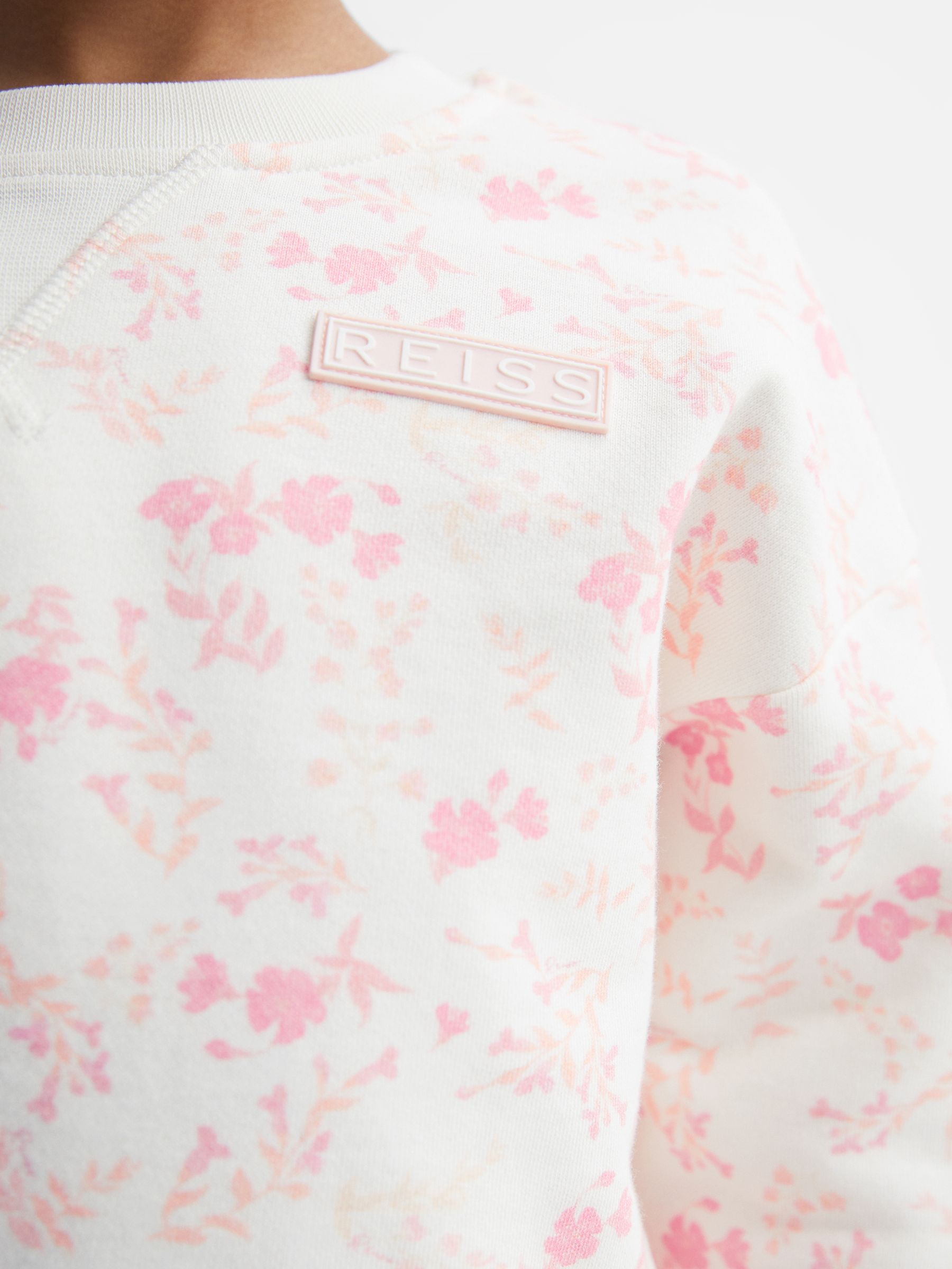 Floral Print Sweatshirt and Shorts Set in Pink Print - Image 4 of 9