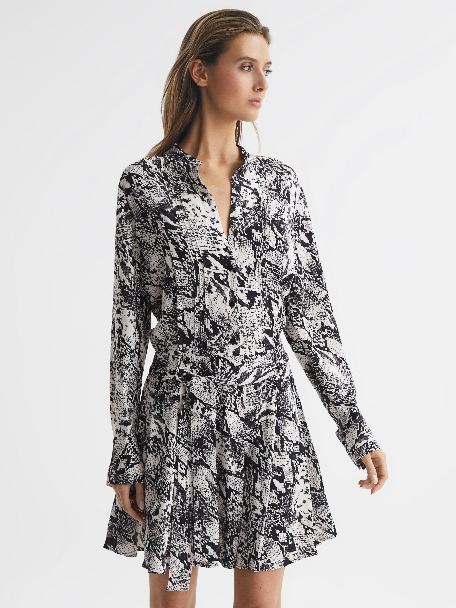 Animal Print Mini Dress in Black/White - Image 3 of 7